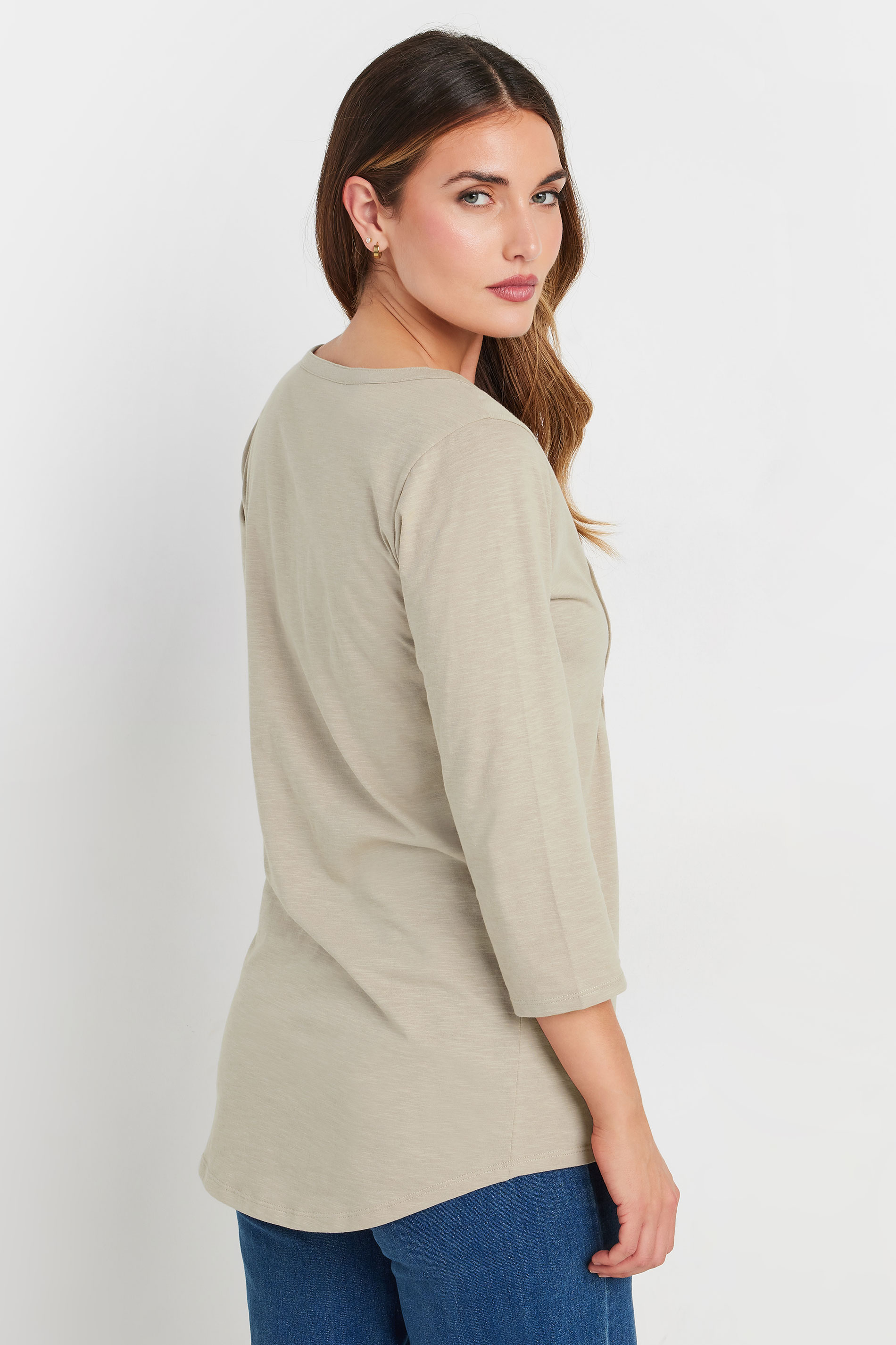 LTS Tall 2 PACK Beige Brown & Green Henley Tops | Long Tall Sally 5