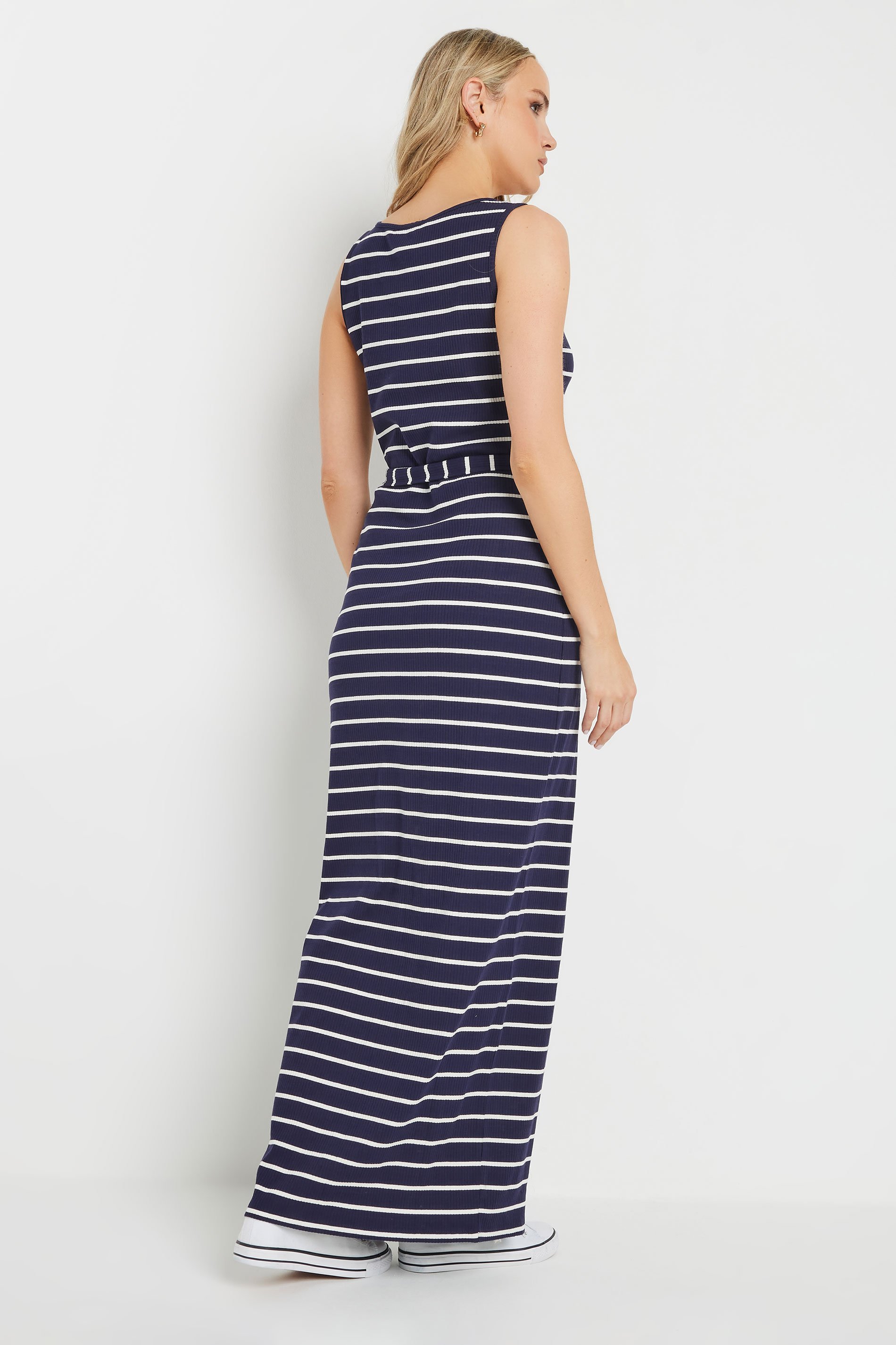 LTS Tall Navy Blue Striped Button Through Dress | Long Tall Sally 3