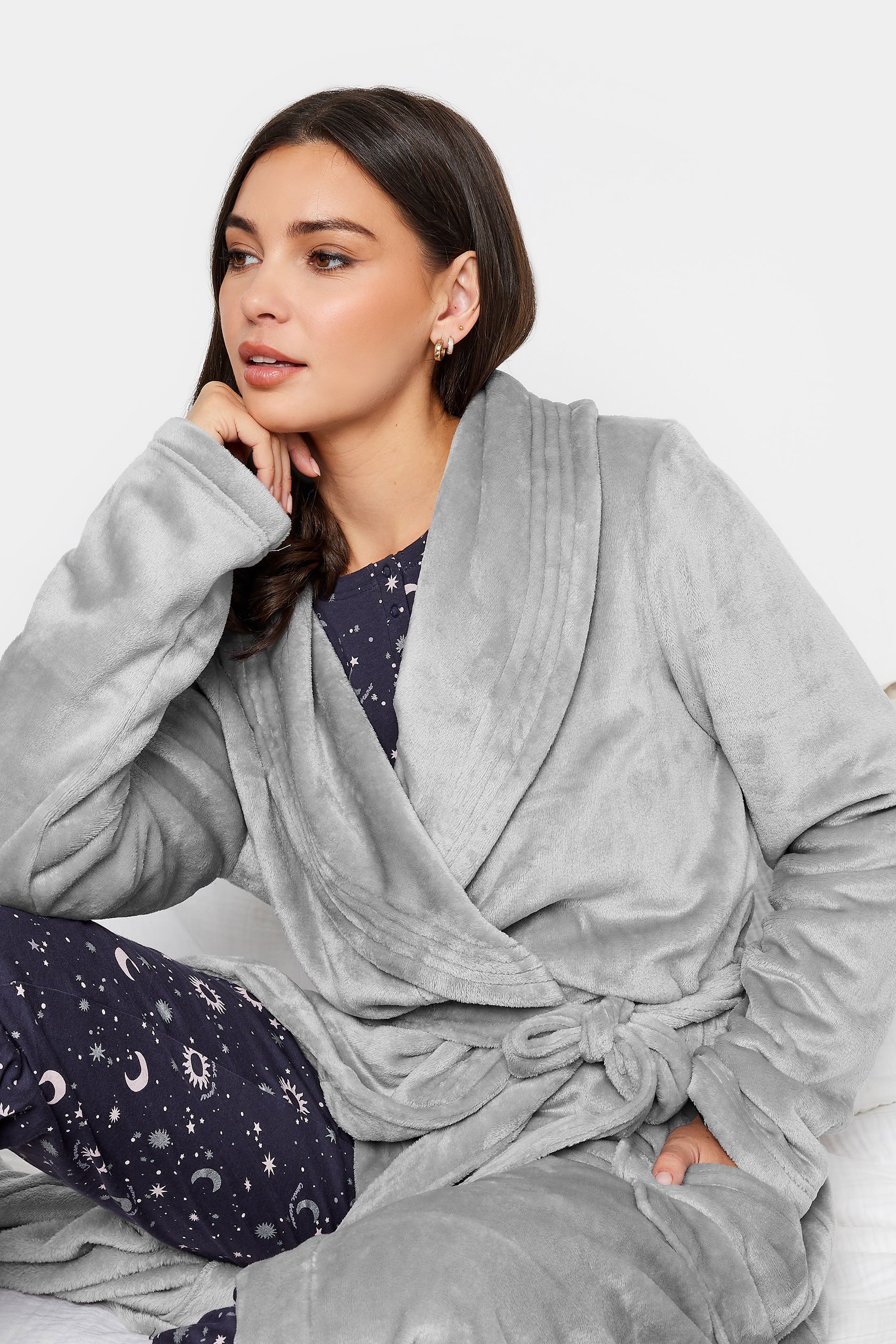 M&Co Grey Soft Touch Shawl Collar Dressing Gown