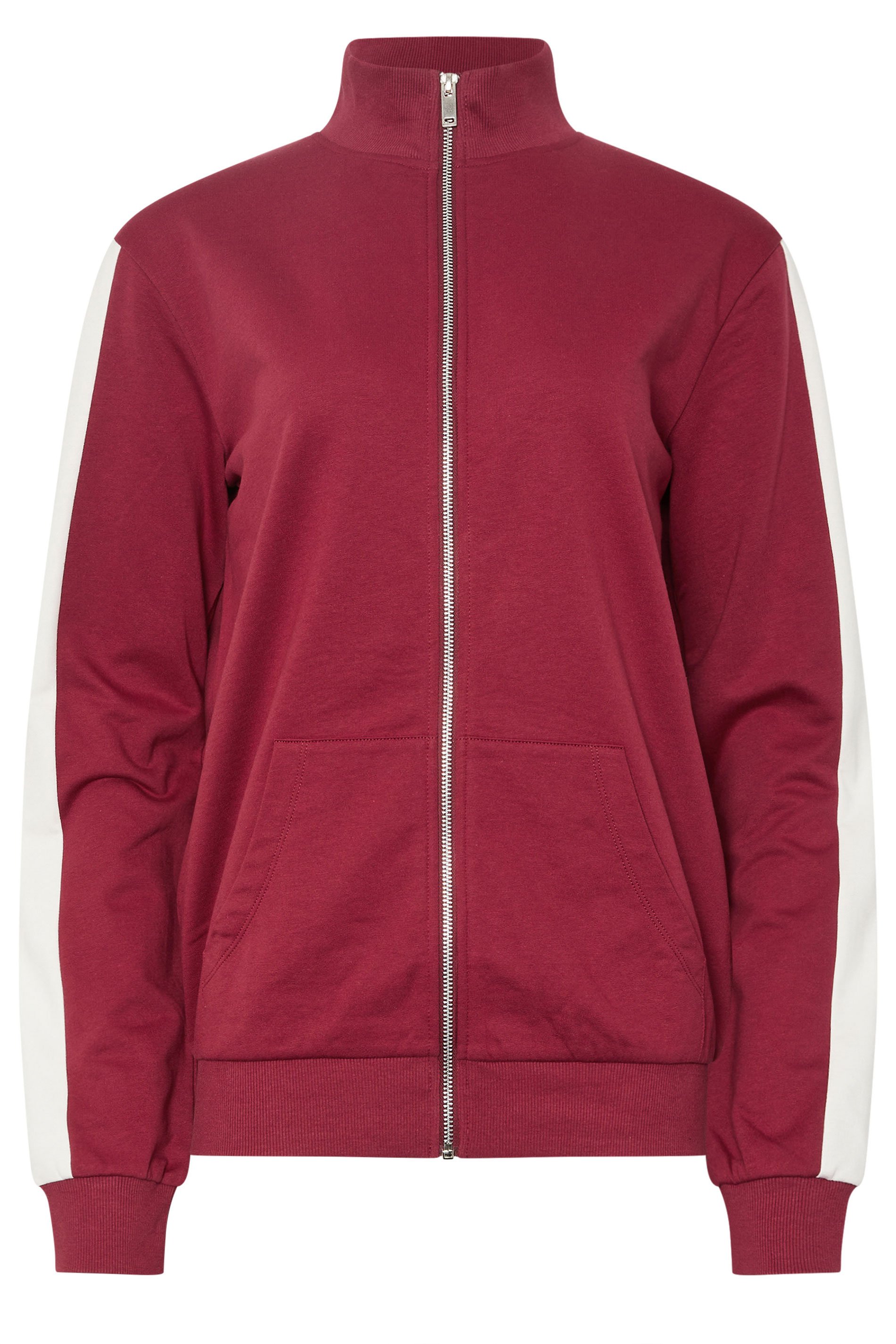 LTS Tall Red Side Stripe Funnel Zip Sweatshirt | Long Tall Sally 5