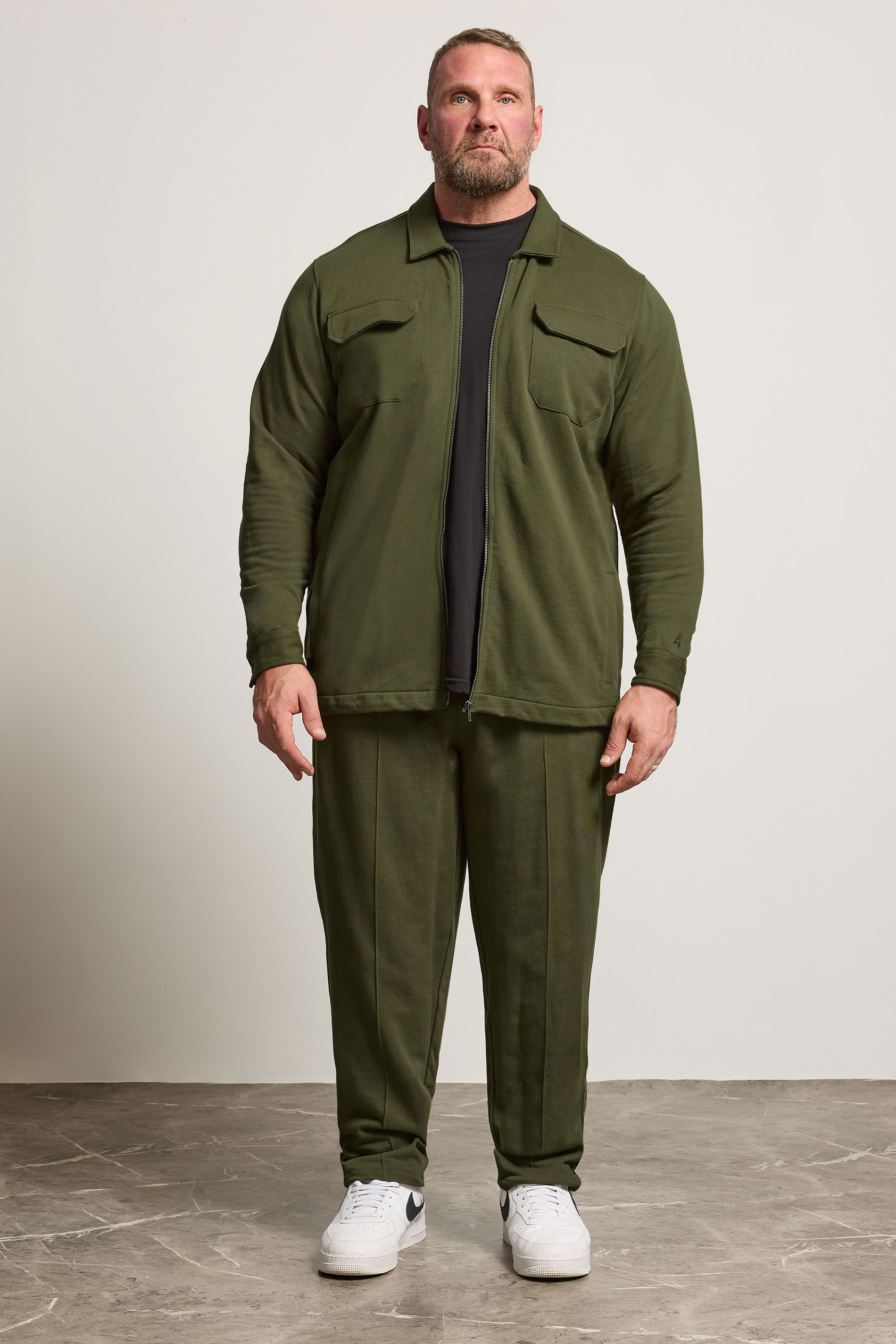 STUDIO A Big & Tall Khaki Green Pintuck Joggers | BadRhino 2