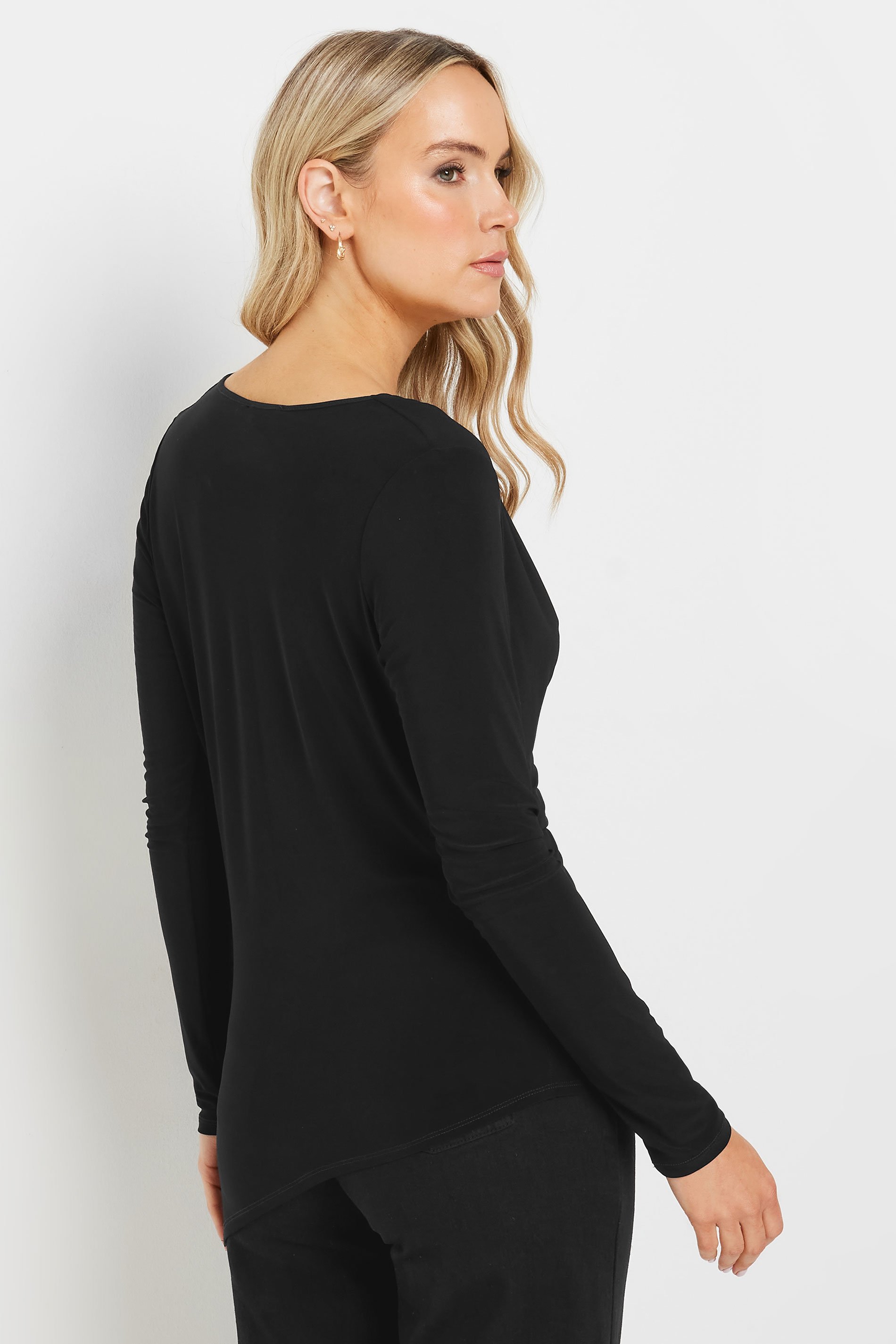 LTS Tall Black Cowl Neck Asymmetric Top | Long Tall Sally 4