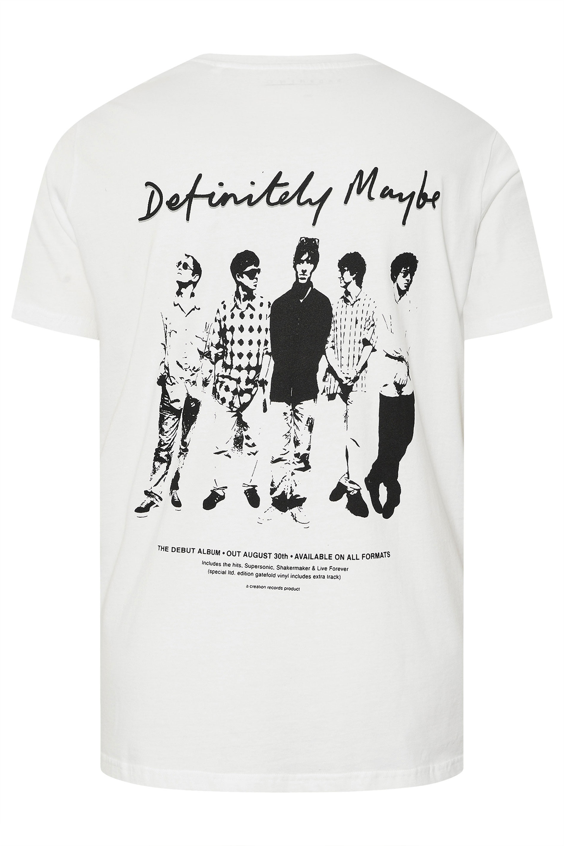 BadRhino Big & Tall White 'Definitely Maybe' Printed Oasis T-Shirt | BadRhino 7