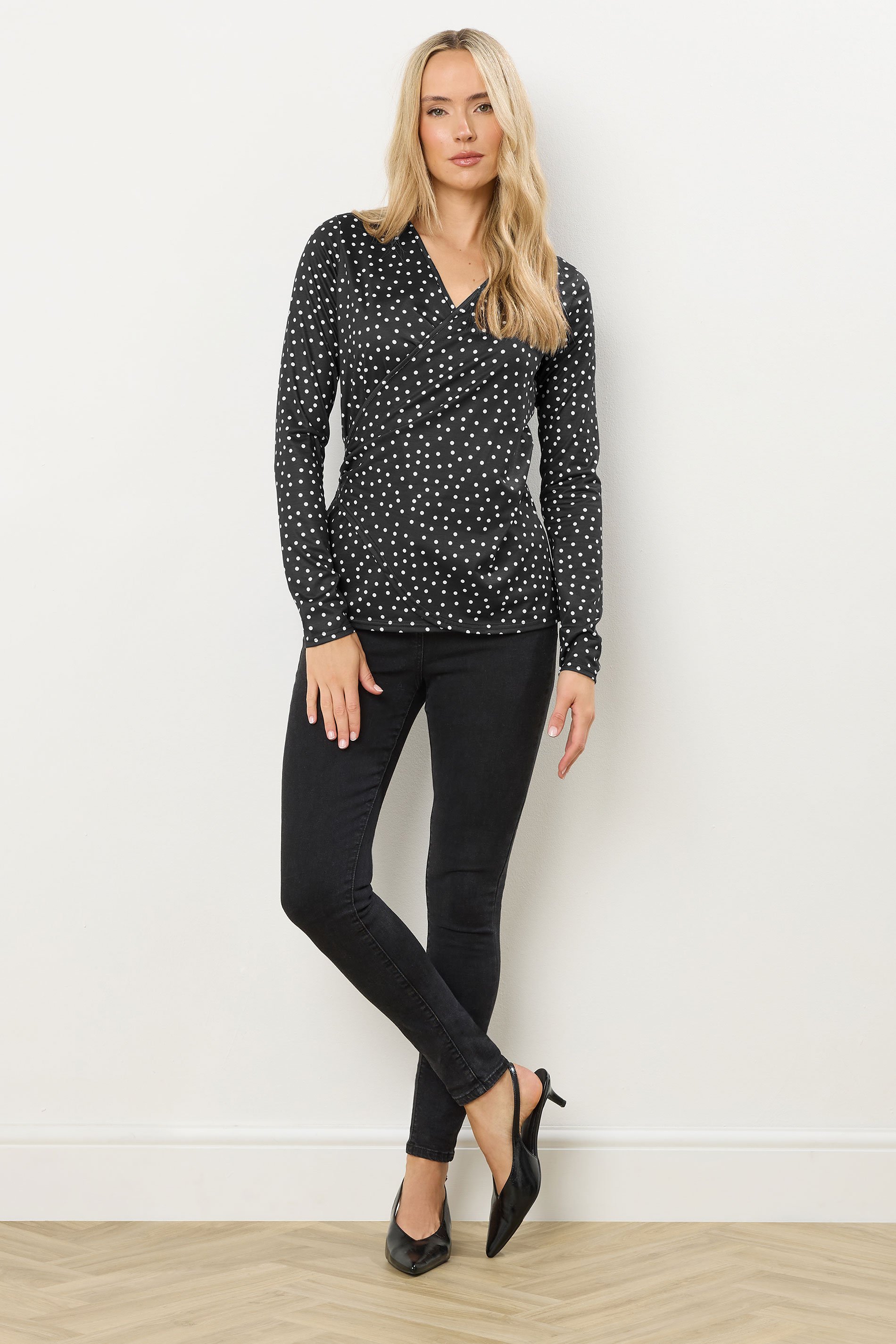 LTS Tall Black Spot Wrap Top | Long Tall Sally 2