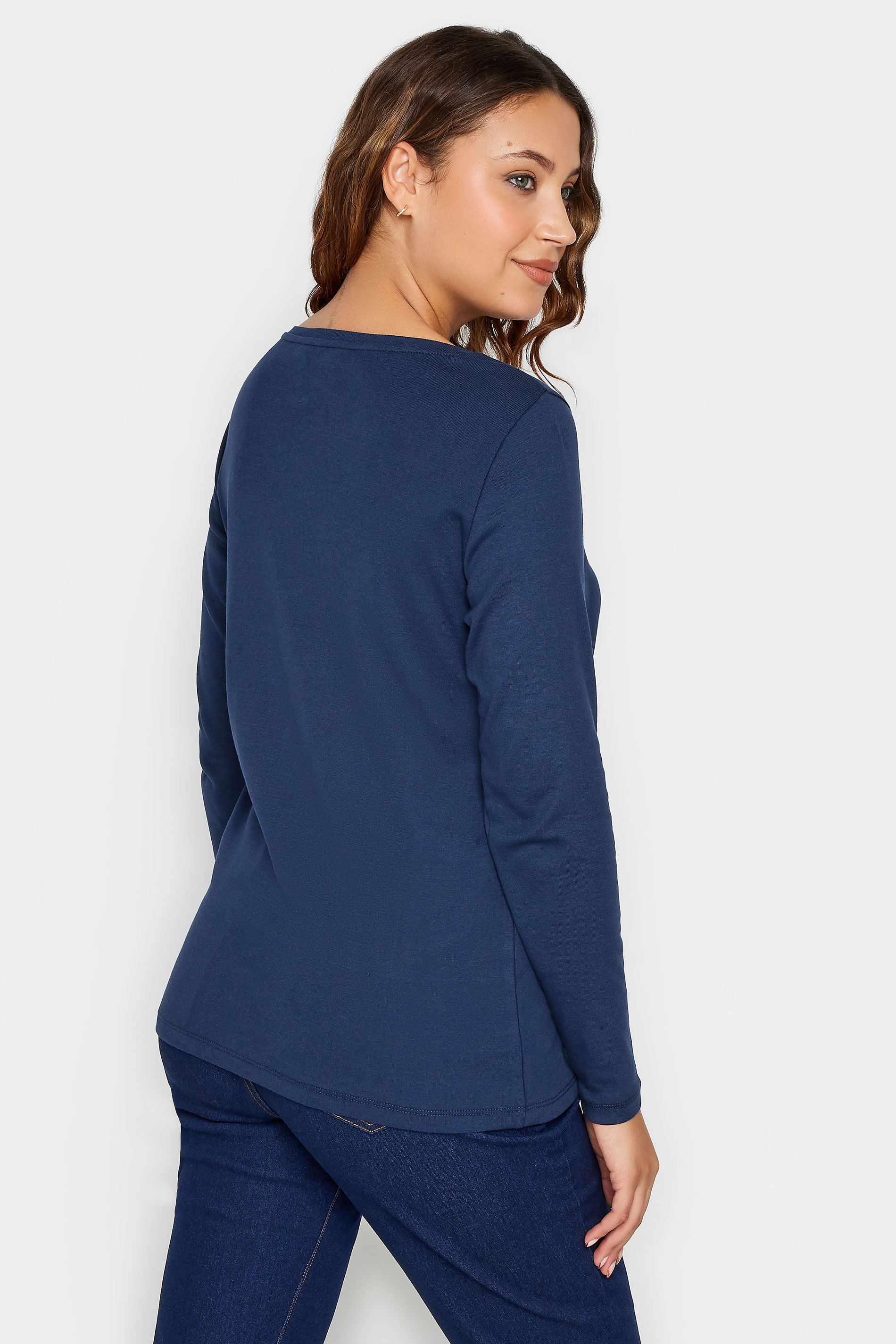 LTS Tall Navy Blue Long Sleeve Cotton T-Shirt | Long Tall Sally  3