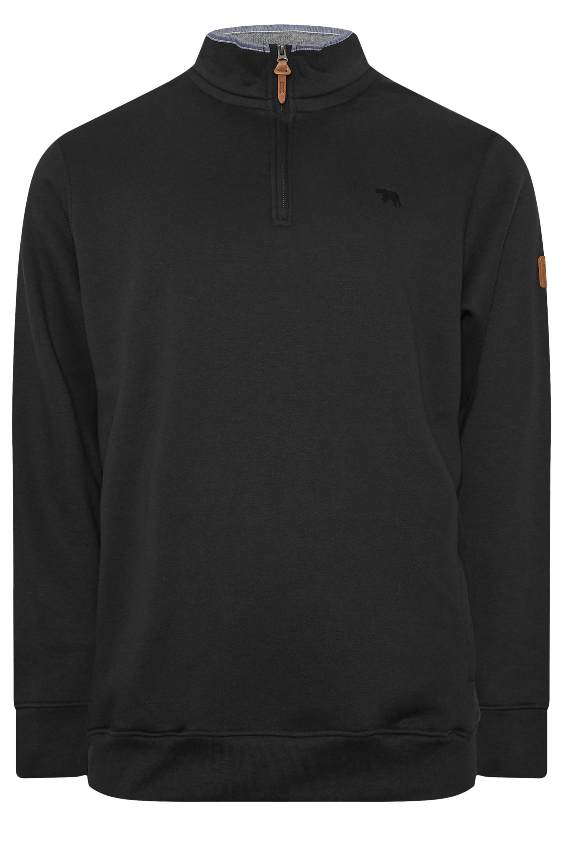 D555 Big & Tall Black Embroidery Quarter Zip Fleece | BadRhino 3