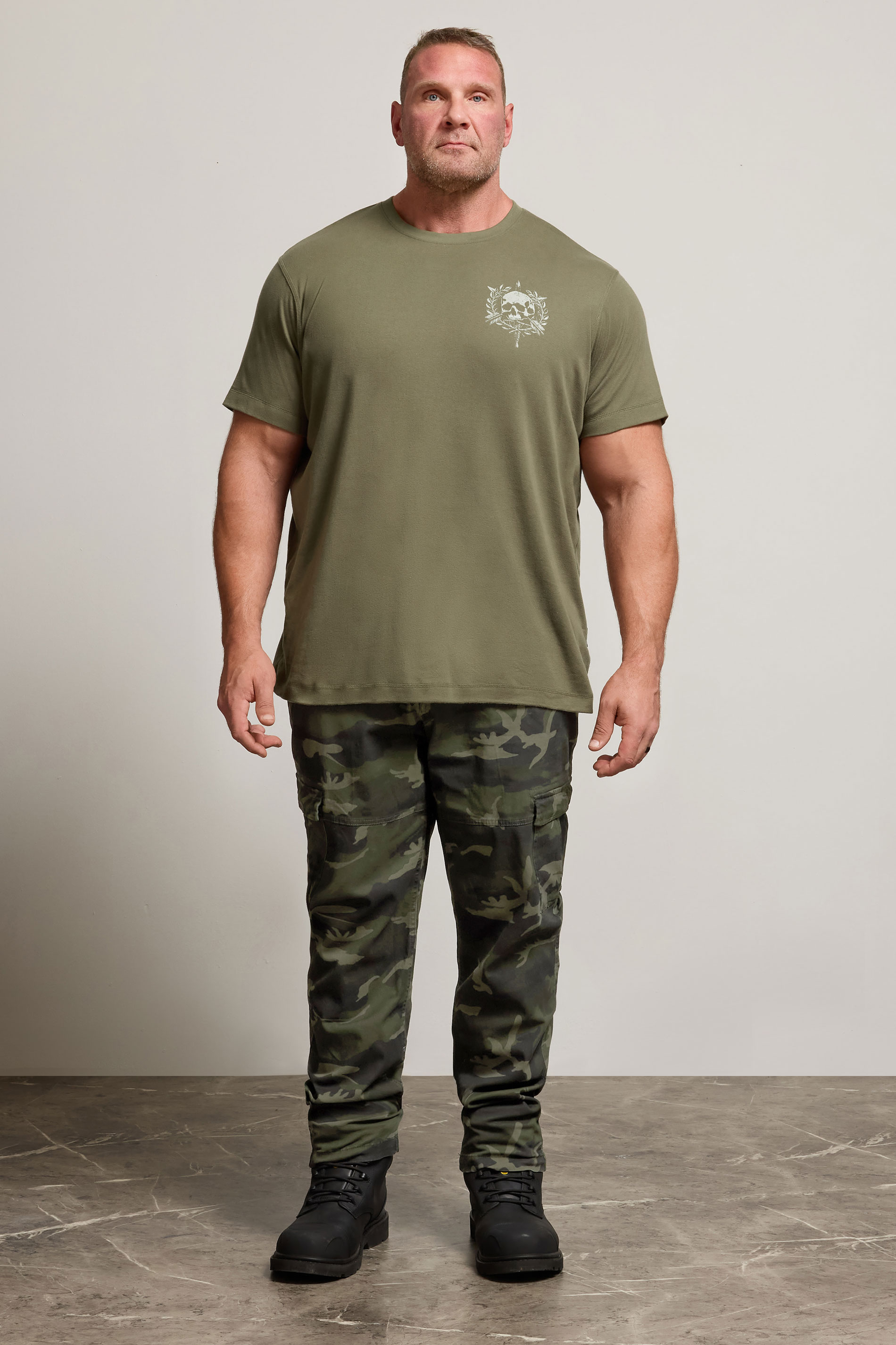 BadRhino Big & Tall Green Camo Print Cargo Trousers | BadRhino 3