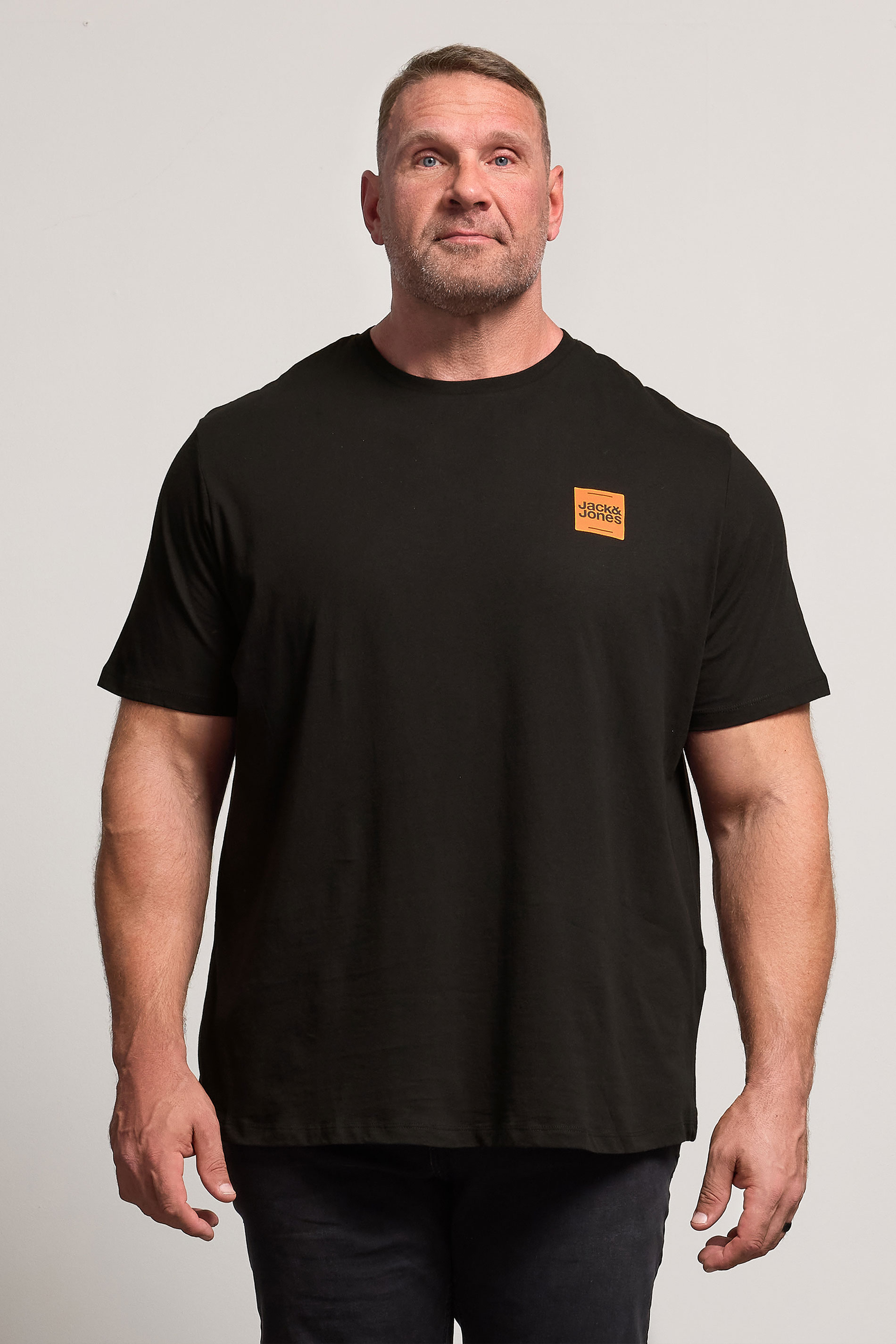 JACK & JONES Big & Tall Black Logo T-Shirt | BadRhino 1