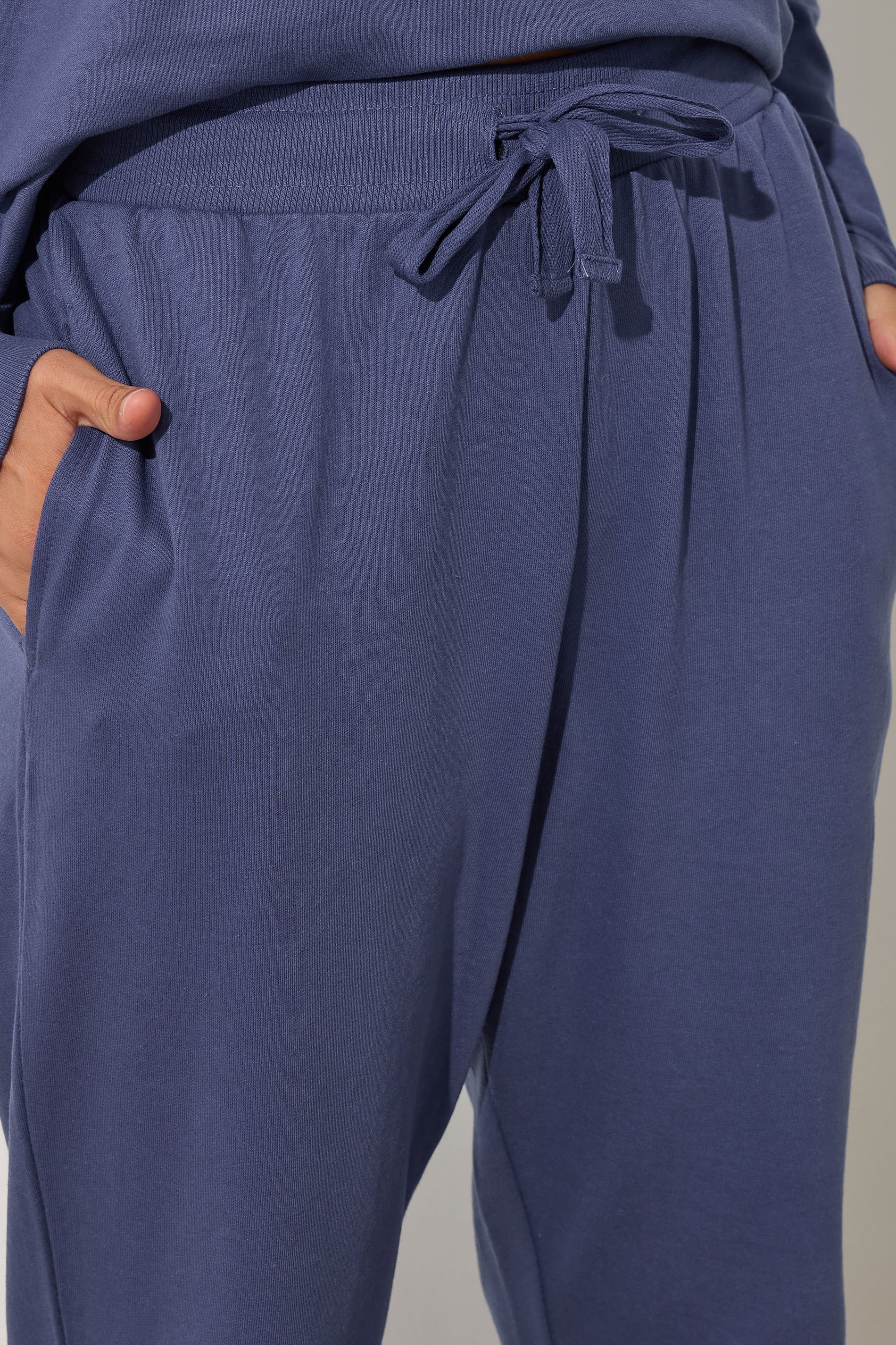 LTS Tall Blue Jersey Drawcord Cuffed Joggers | Long Tall Sally 4