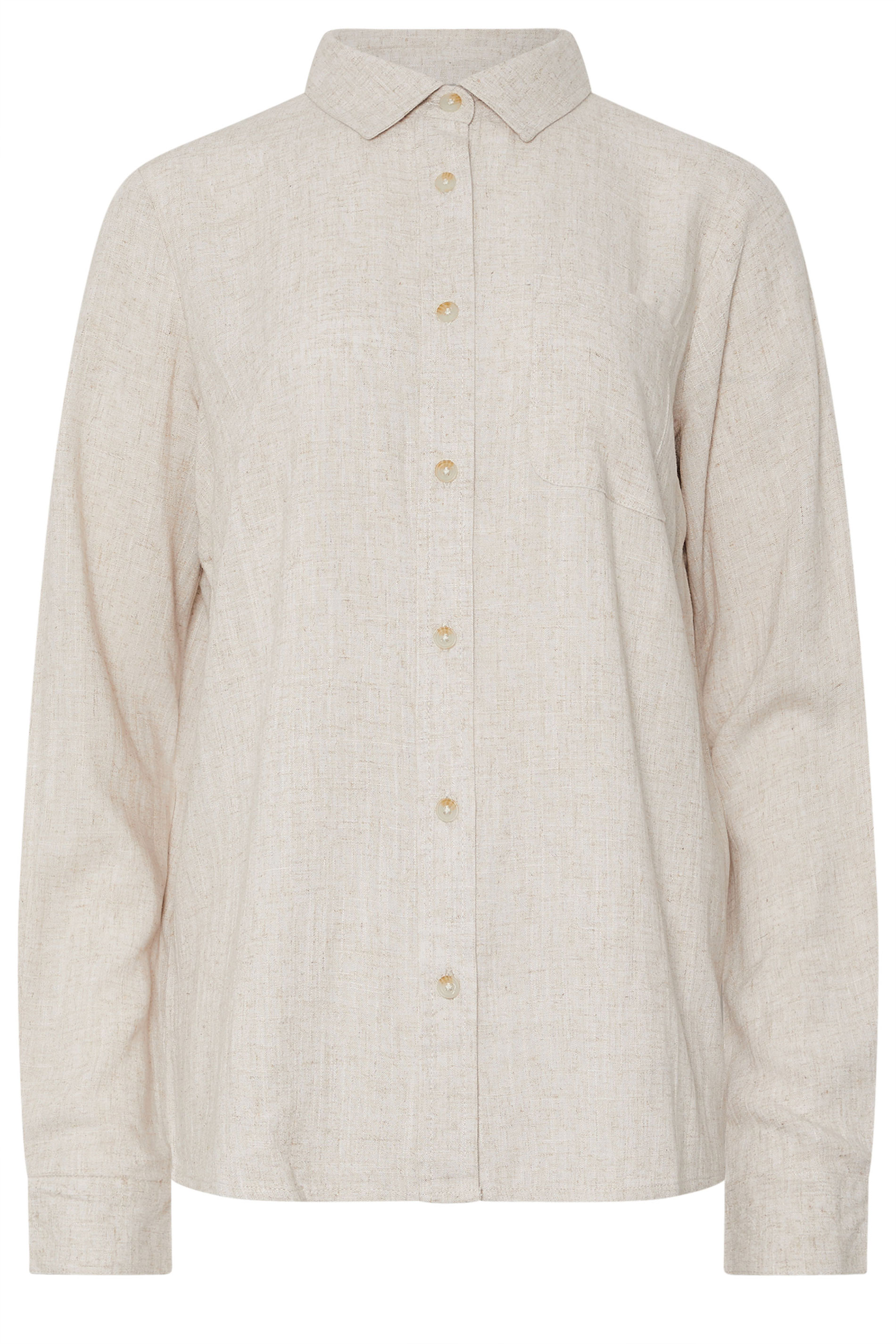 LTS Tall Stone Brown Linen Oversized Long Sleeve Shirt | Long Tall Sally 6