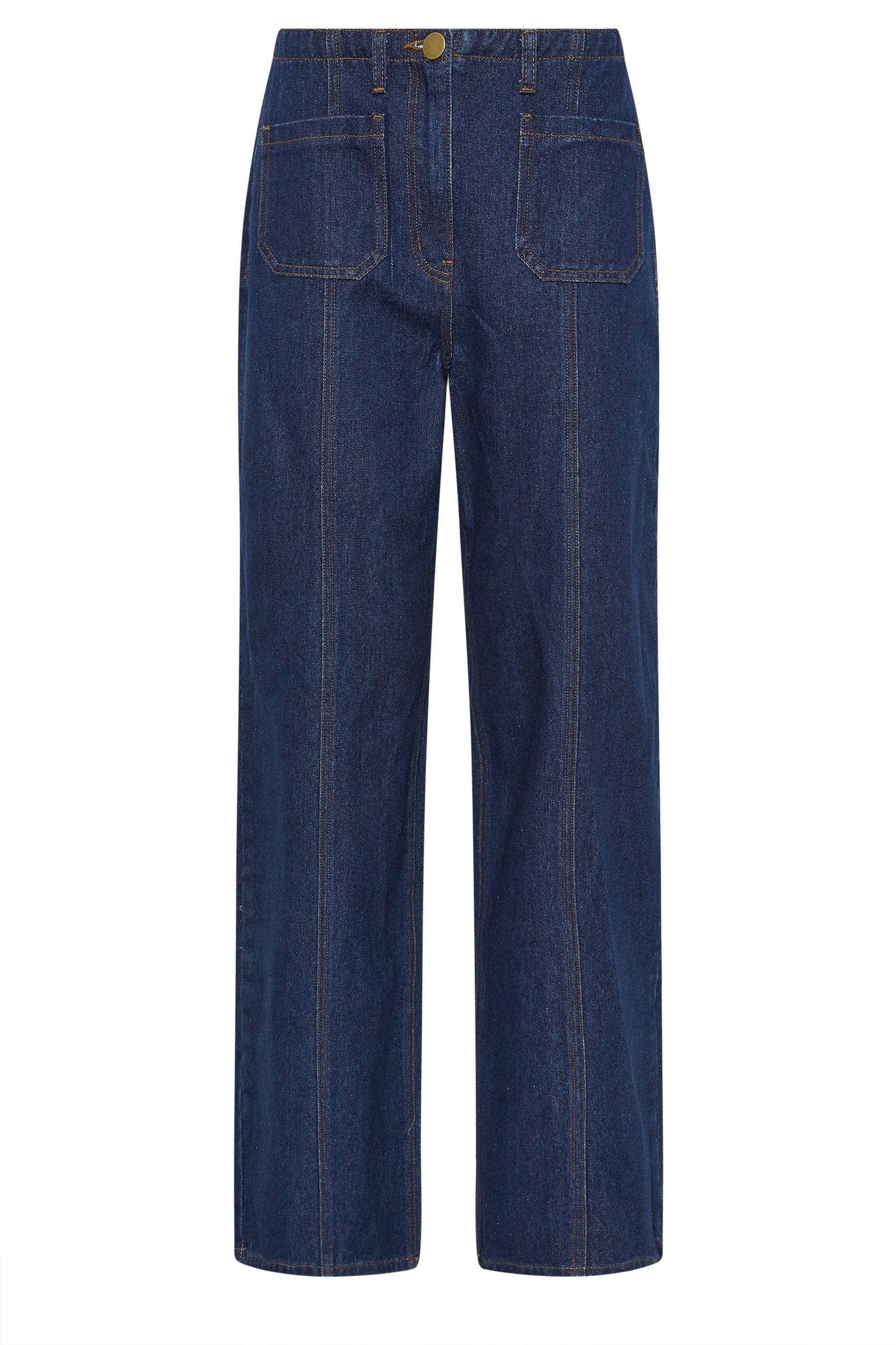 LTS Tall Blue Seam Front Pocket Wide Leg Jeans | Long Tall Sally  6