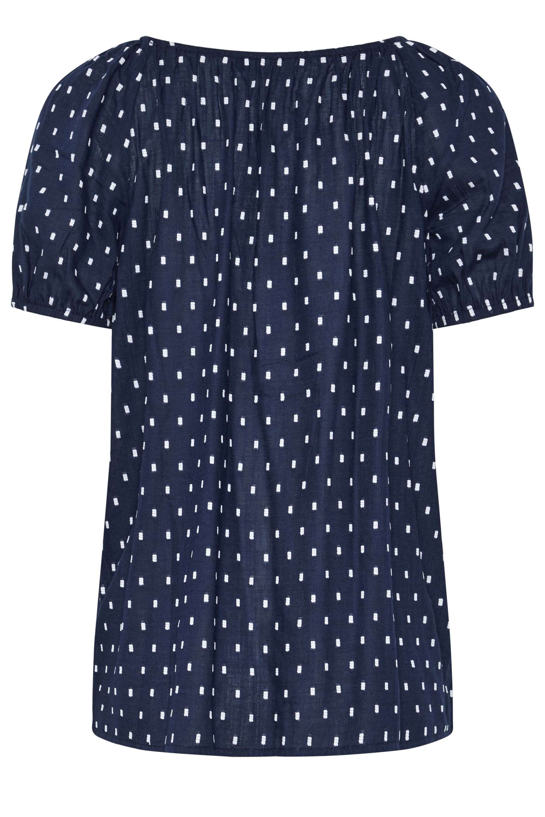 LTS Tall Navy Blue Polka Dot Cotton Dobby Top | Long Tall Sally 2