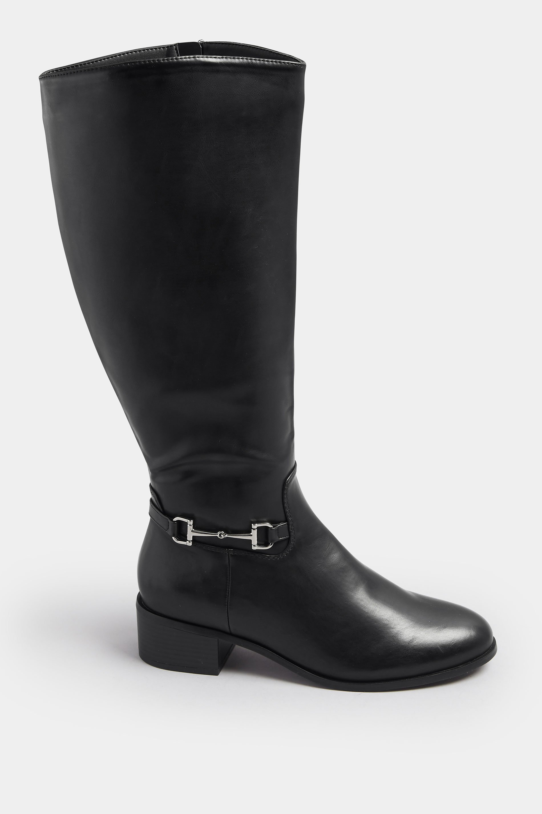 LTS Black Metal Trim Knee High Riding Boots | Long Tall Sally 3