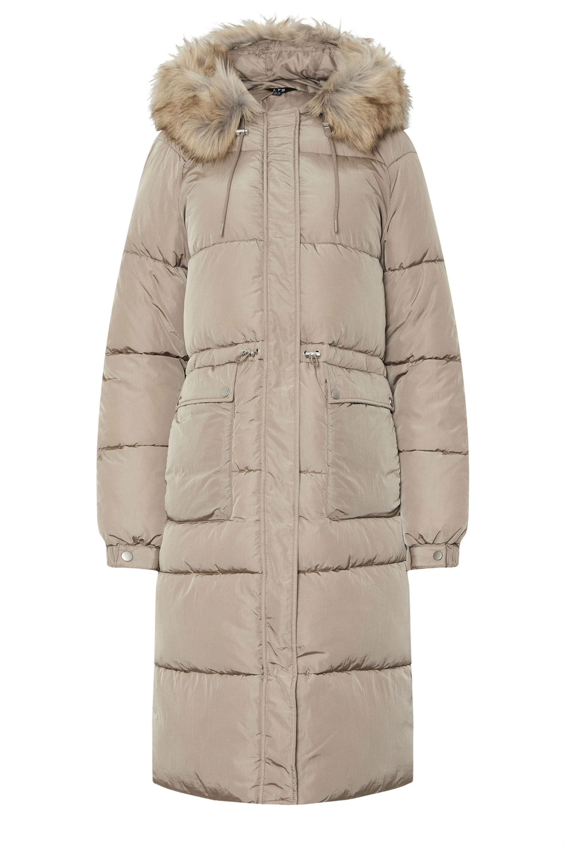 LTS Tall Natural Brown Padded Midi Coat | Long Tall Sally 6