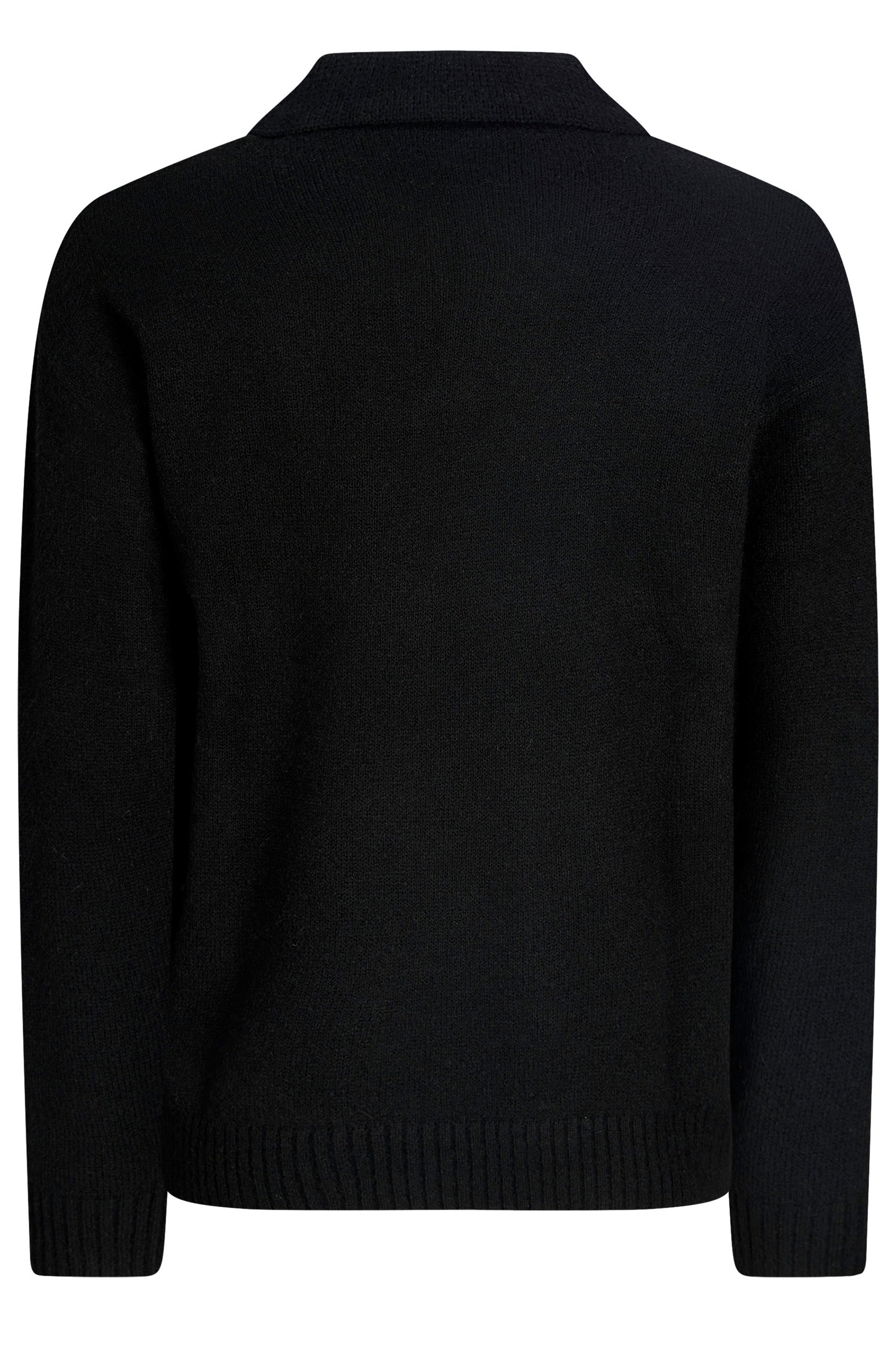 JACK & JONES Big & Tall Black Split Neck Knitted Jumper | BadRhino 2