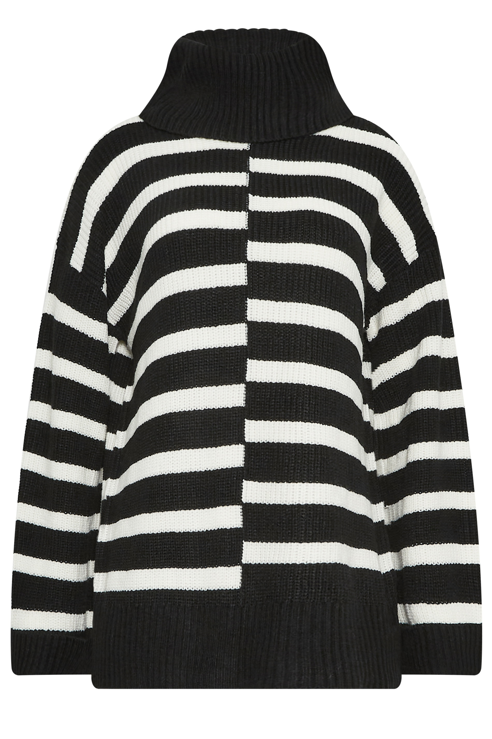 LTS Tall Black Stripe Print Roll Neck Jumper | Long Tall Sally 6