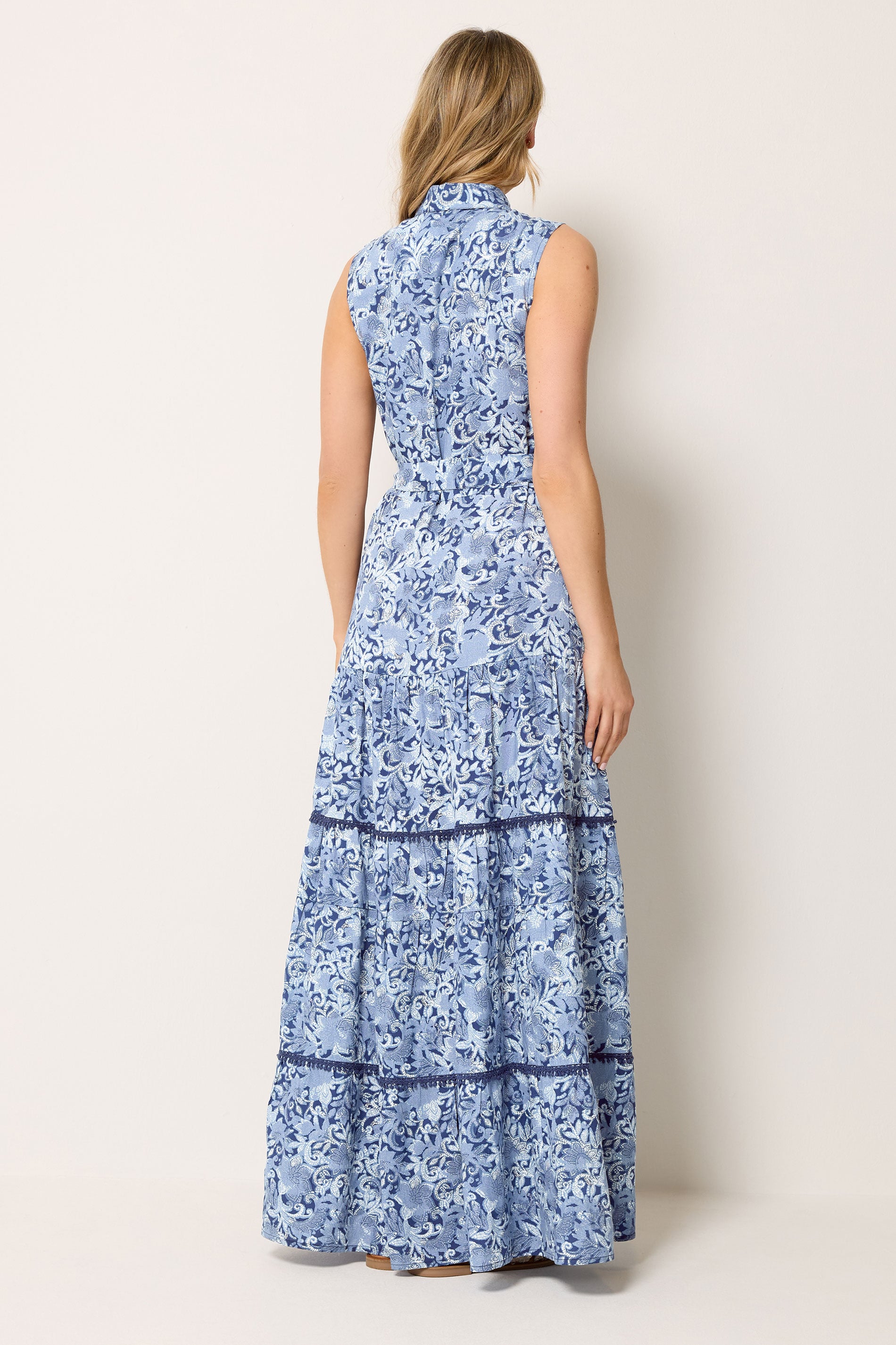 LTS Tall Women's Blue Floral Belted Maxi Dress | Long Tall Sally 2