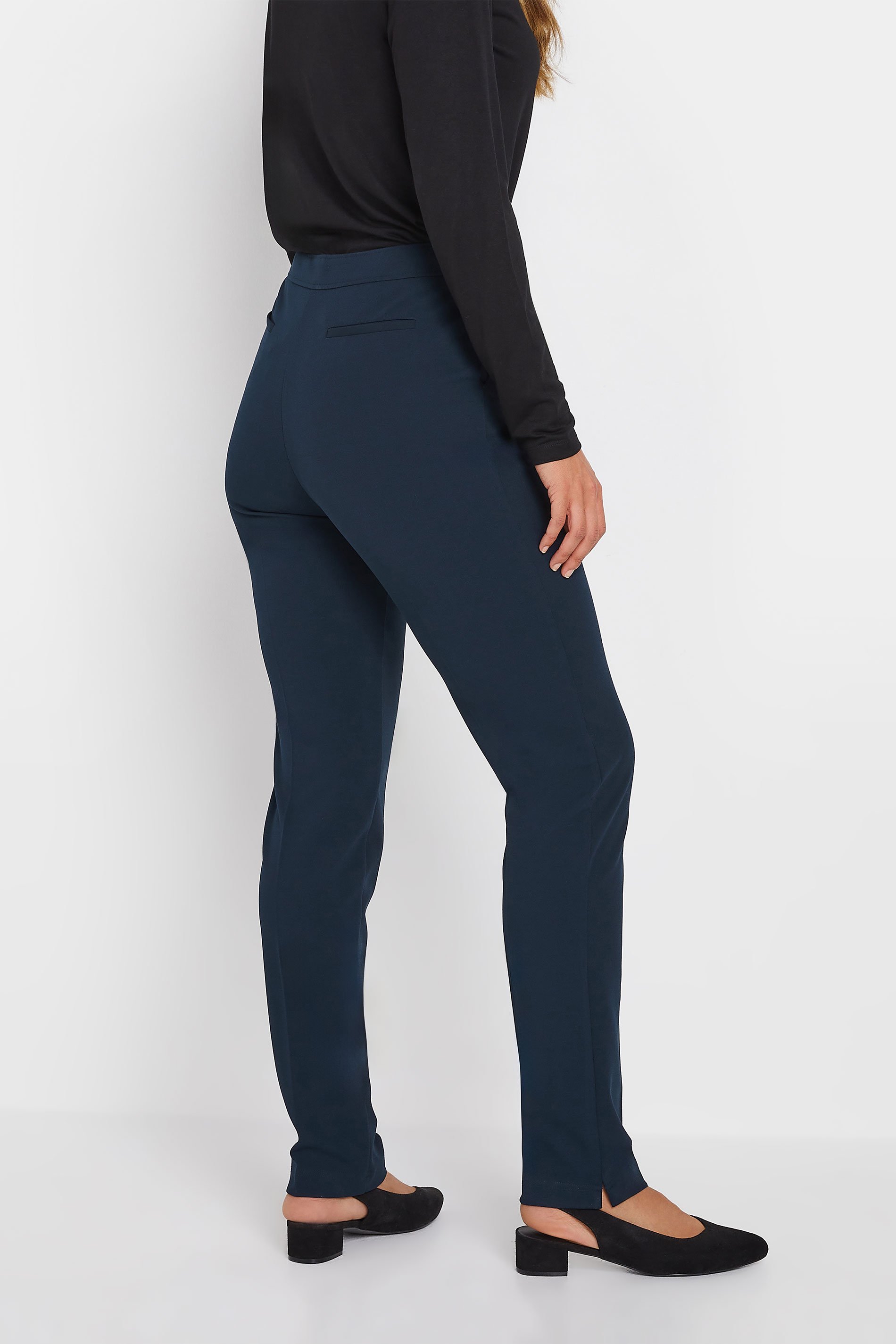 LTS Tall Navy Blue Tapered Button Trousers | Long Tall Sally 3