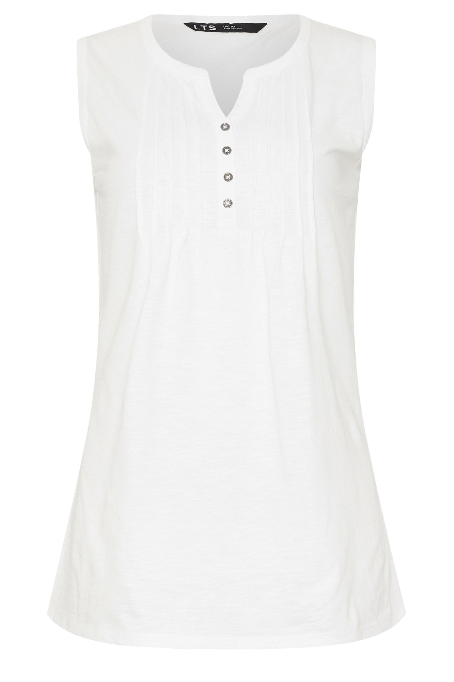 LTS Tall 2 PACK White & Navy Blue Abstract Leaf Henley Vest Tops | Long Tall Sally 10