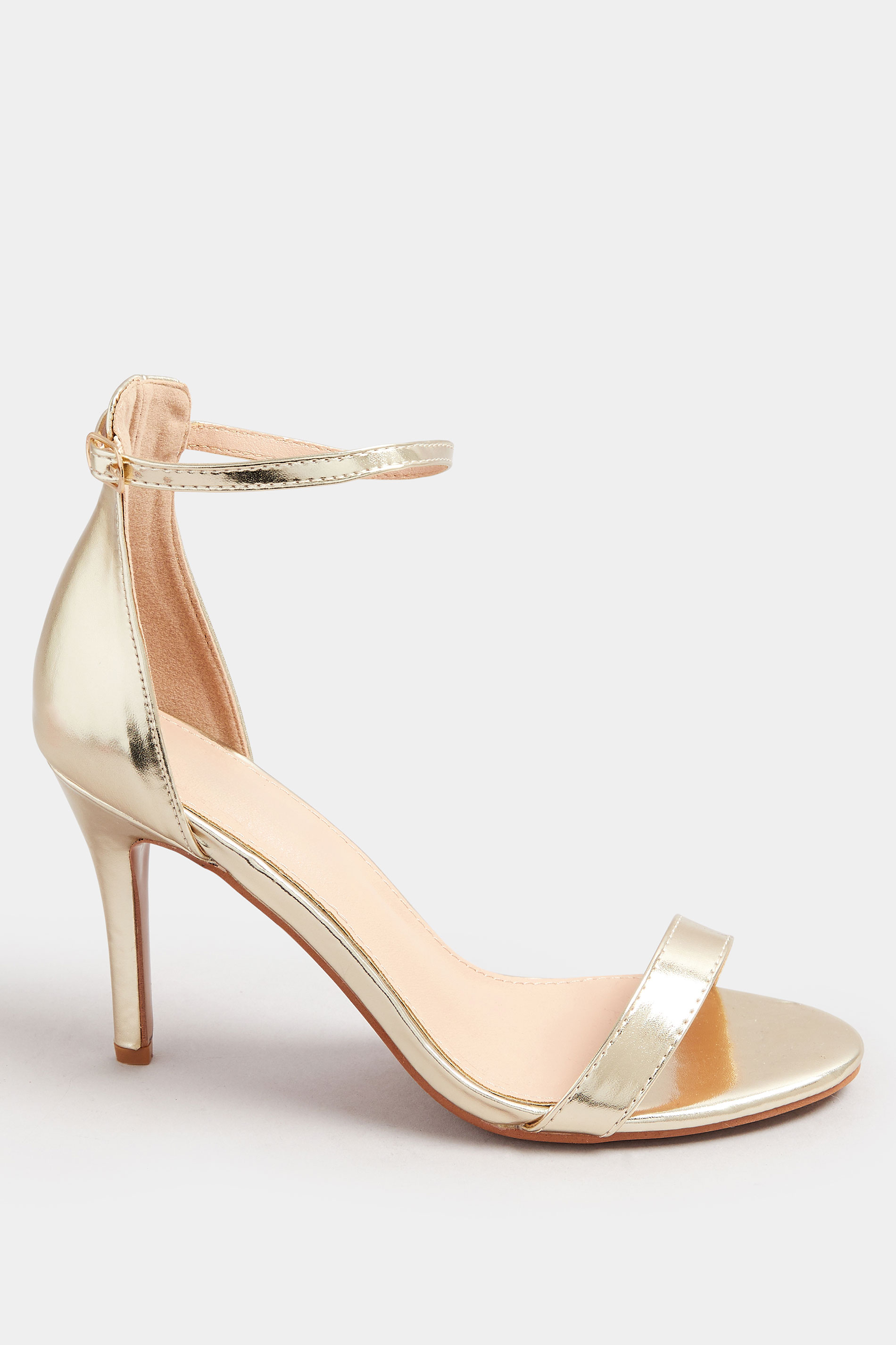 Gold Ankle Strap Heels In Wide E Fit | Yours Clothing 3