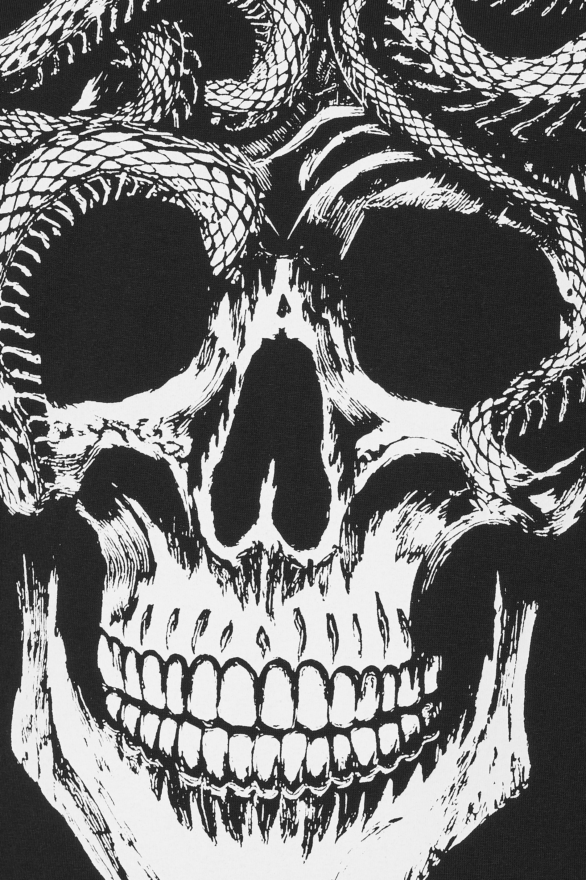 BadRhino Big & Tall Black Skull & Snake Print Graphic T-Shirt 7