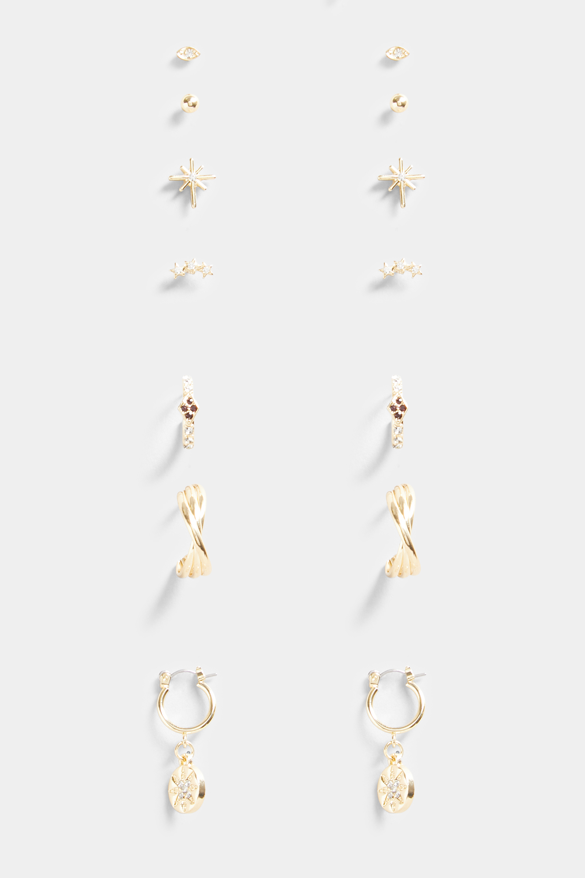 9 PACK Gold Earrings Set | Yours Clothing 3