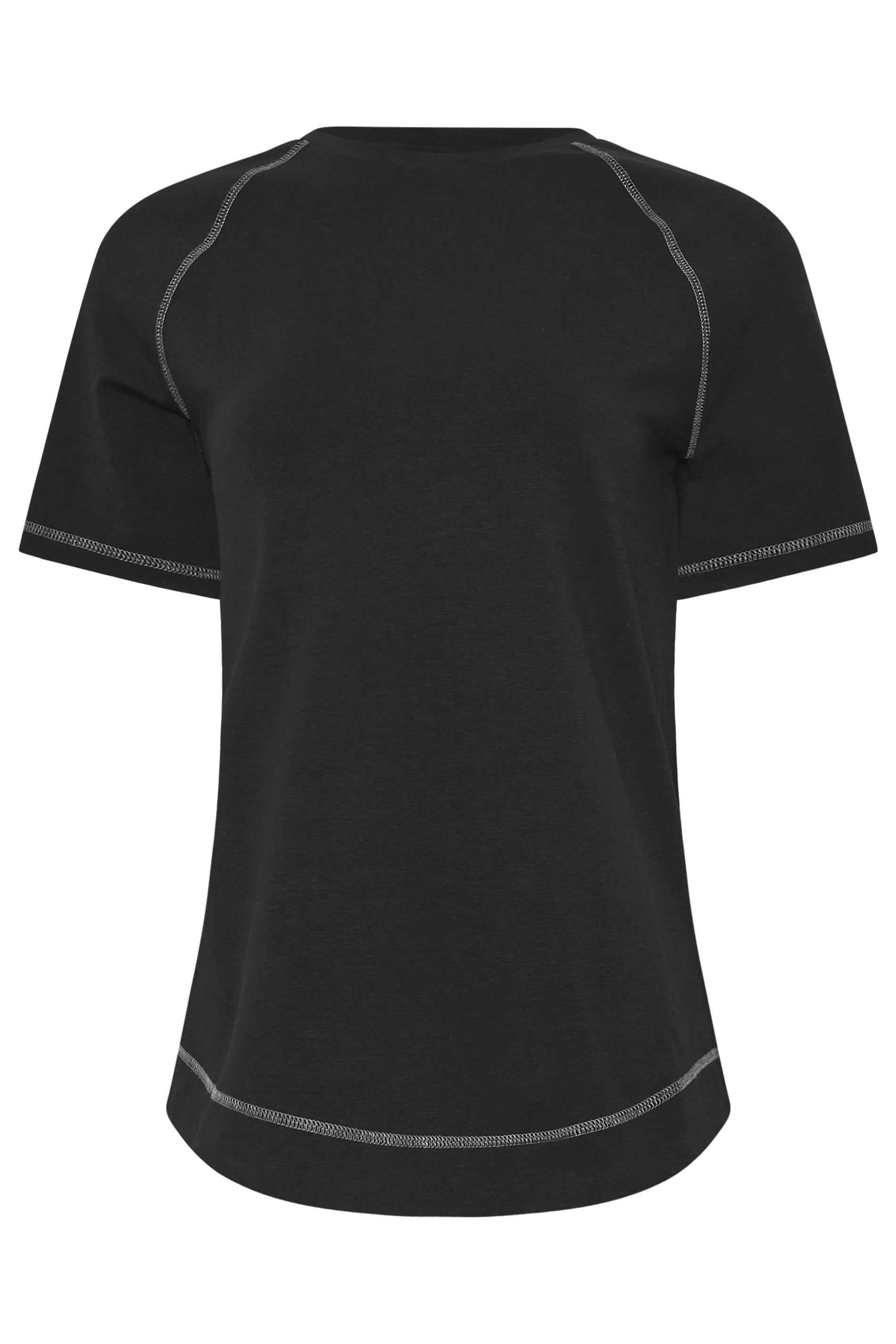 LTS Tall Black Active Curved Hemline Stitched T-Shirt | Long Tall Sally 7