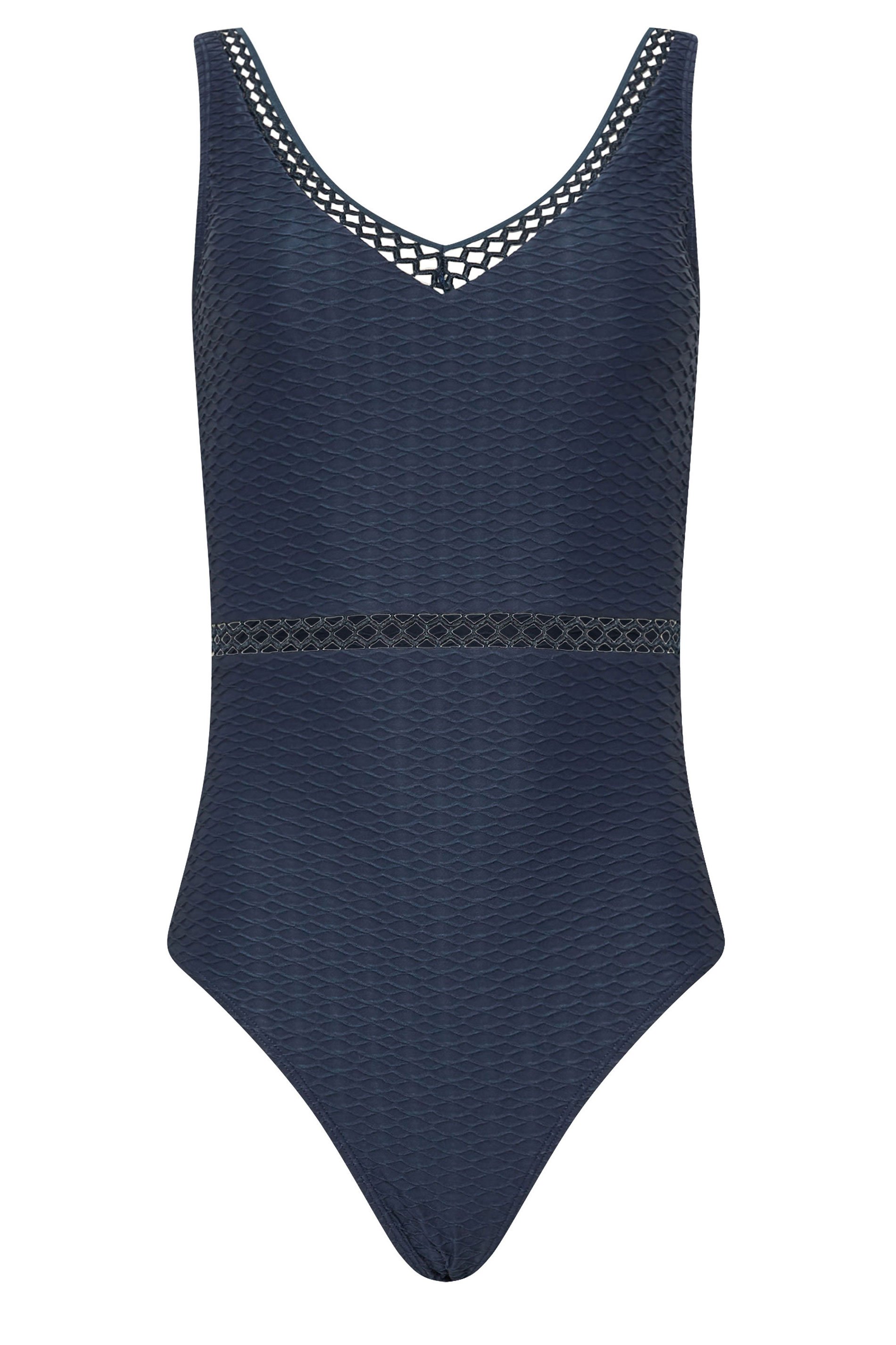 LTS Tall Navy Blue Textured Swimsuit | Long Tall Sally 8
