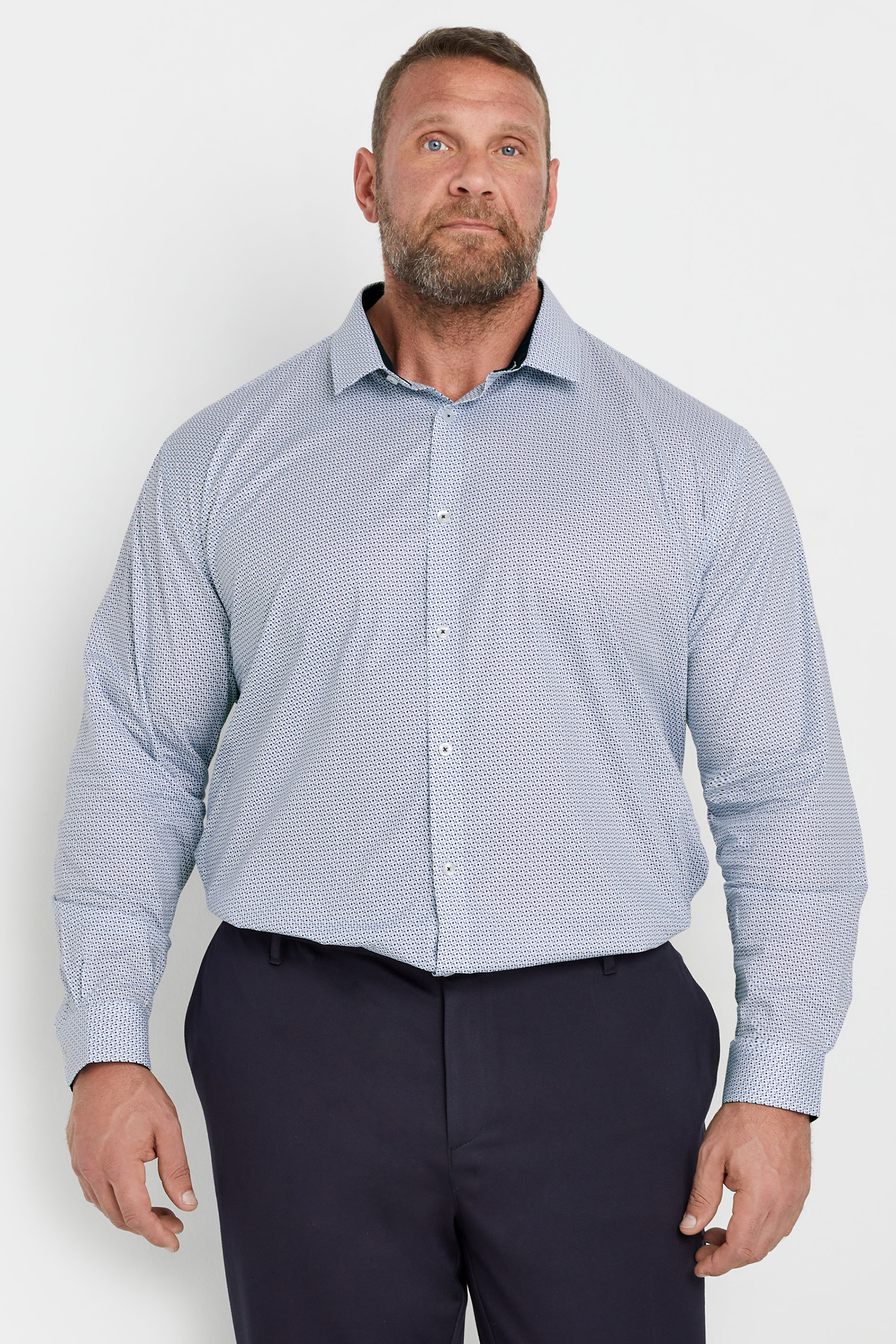 BadRhino Tailoring Big & Tall Blue Abstract Print Formal Shirt | BadRhino 3