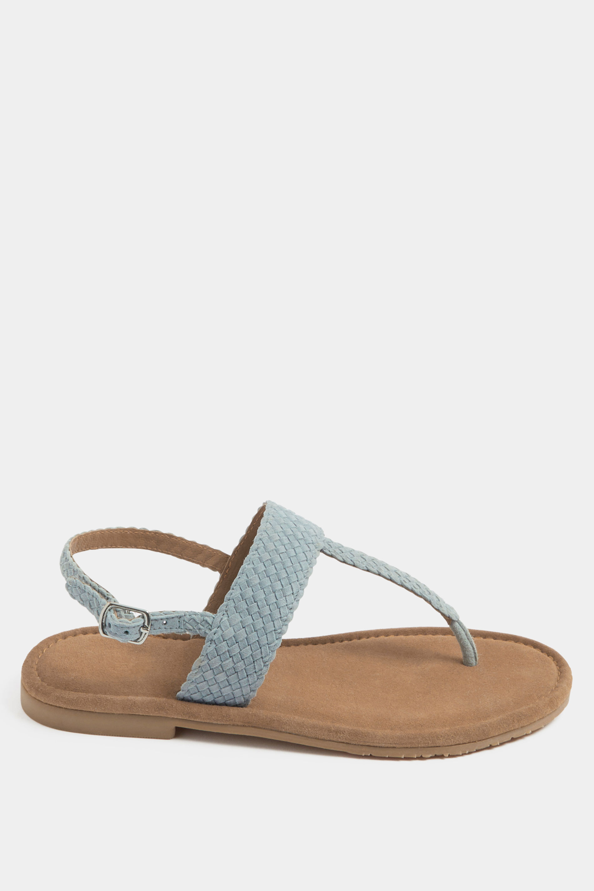 Blue Woven Toe Post Sandals In Extra EEE Wide Fit | Yours Clothing 1
