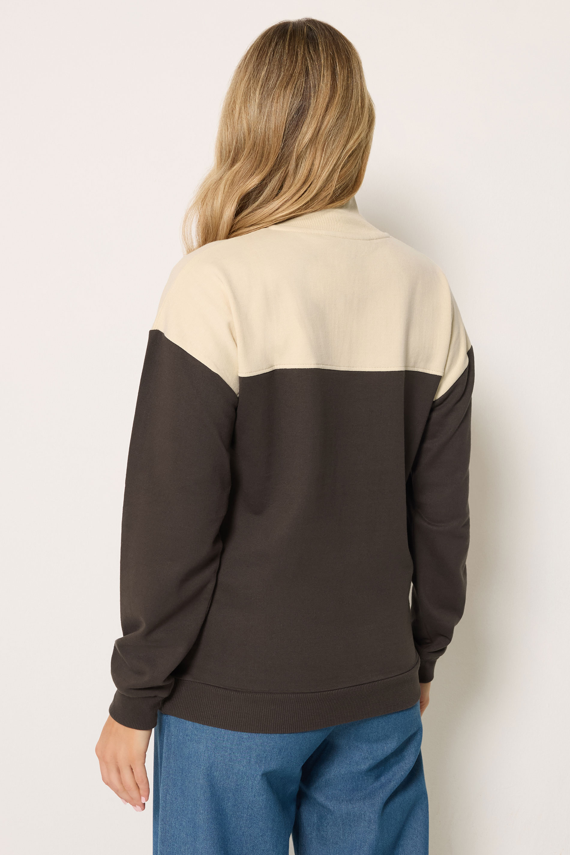 LTS Tall Women's Brown Colour Block Half Zip Sweatshirt | Long Tall sally 2