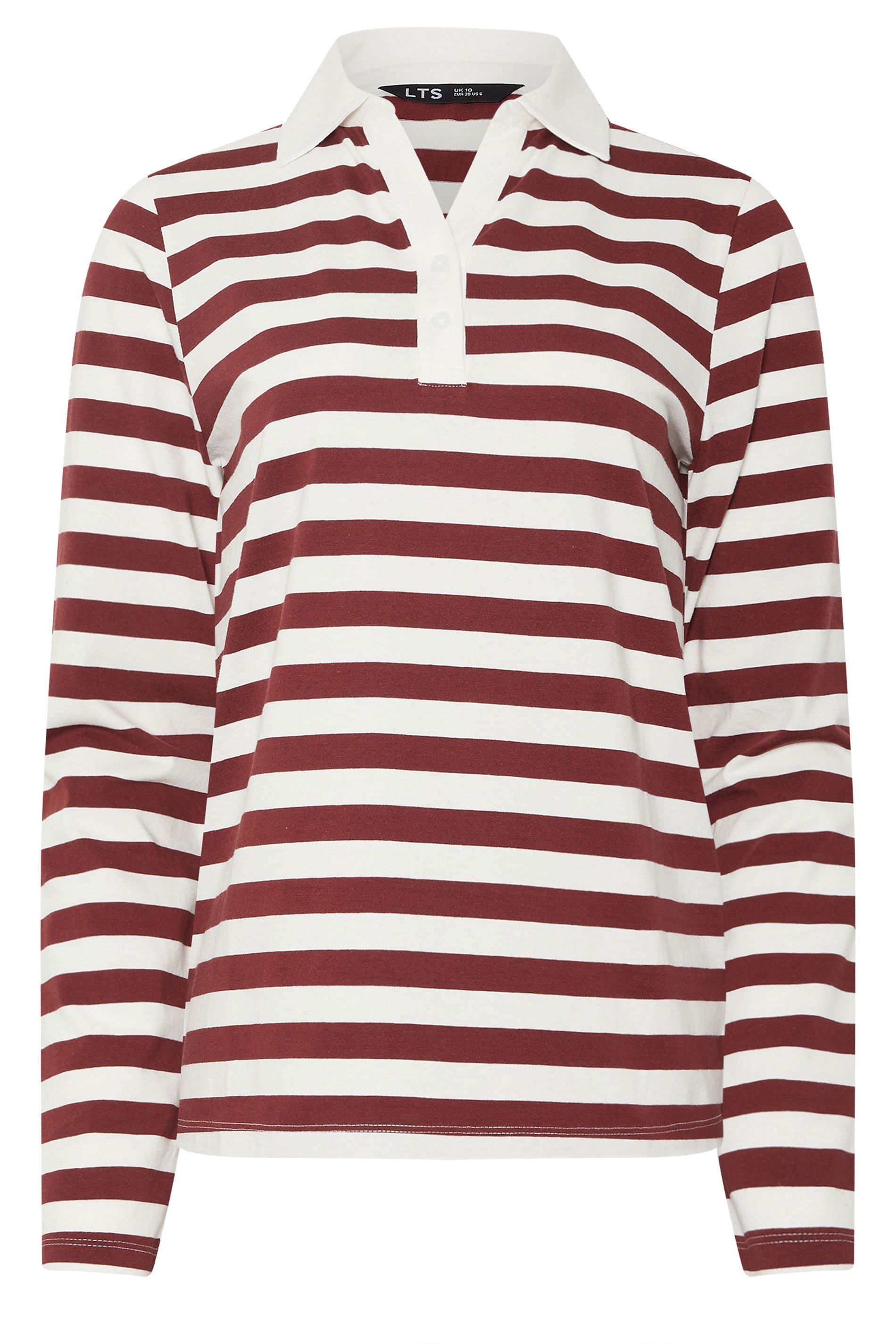 LTS Tall Burgundy Red Stripe Placket Polo Top | Long Tall Sally 5