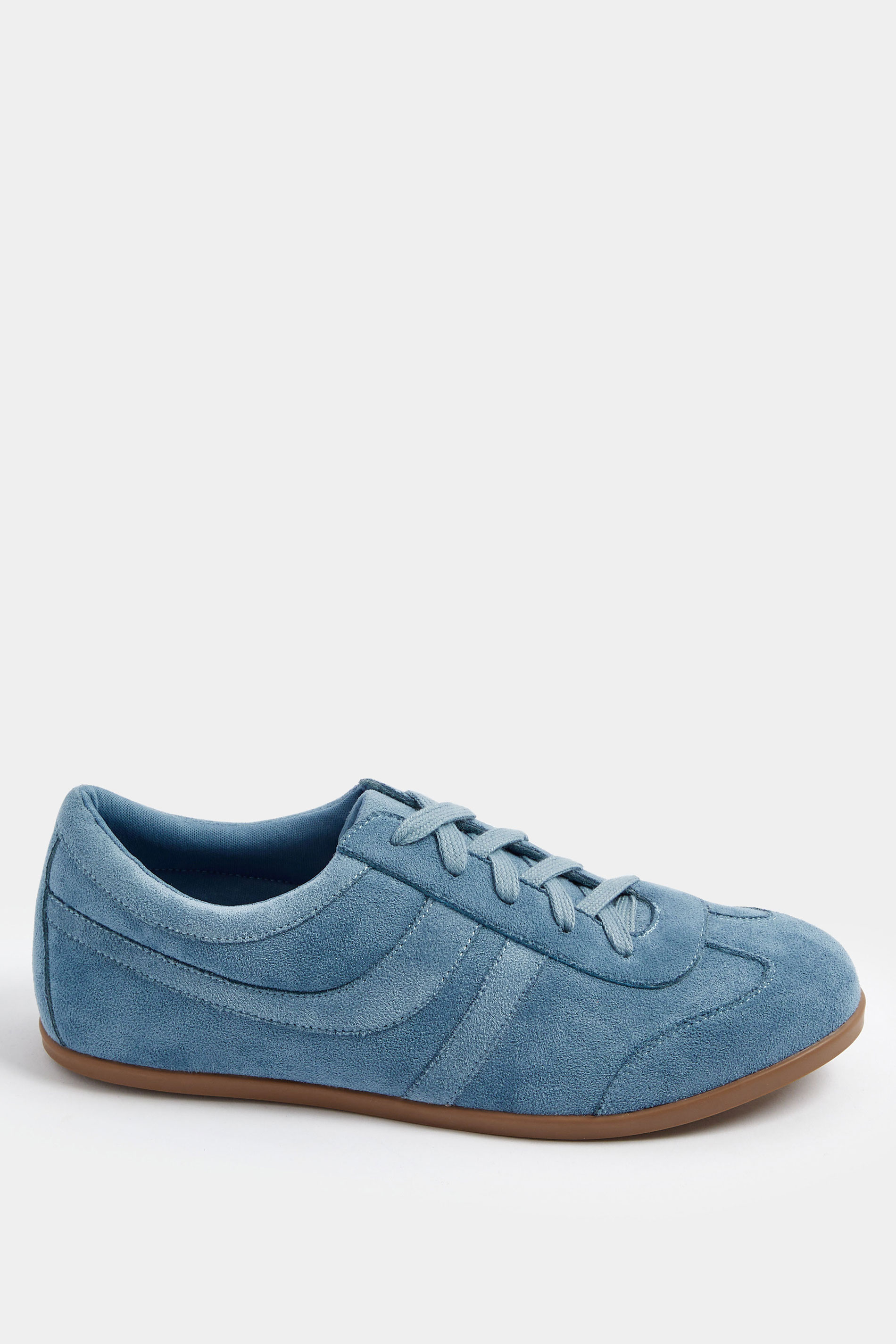 Blue Faux Suede Stripe Trainers In Extra Wide EEE Fit | Yours Clothing 2