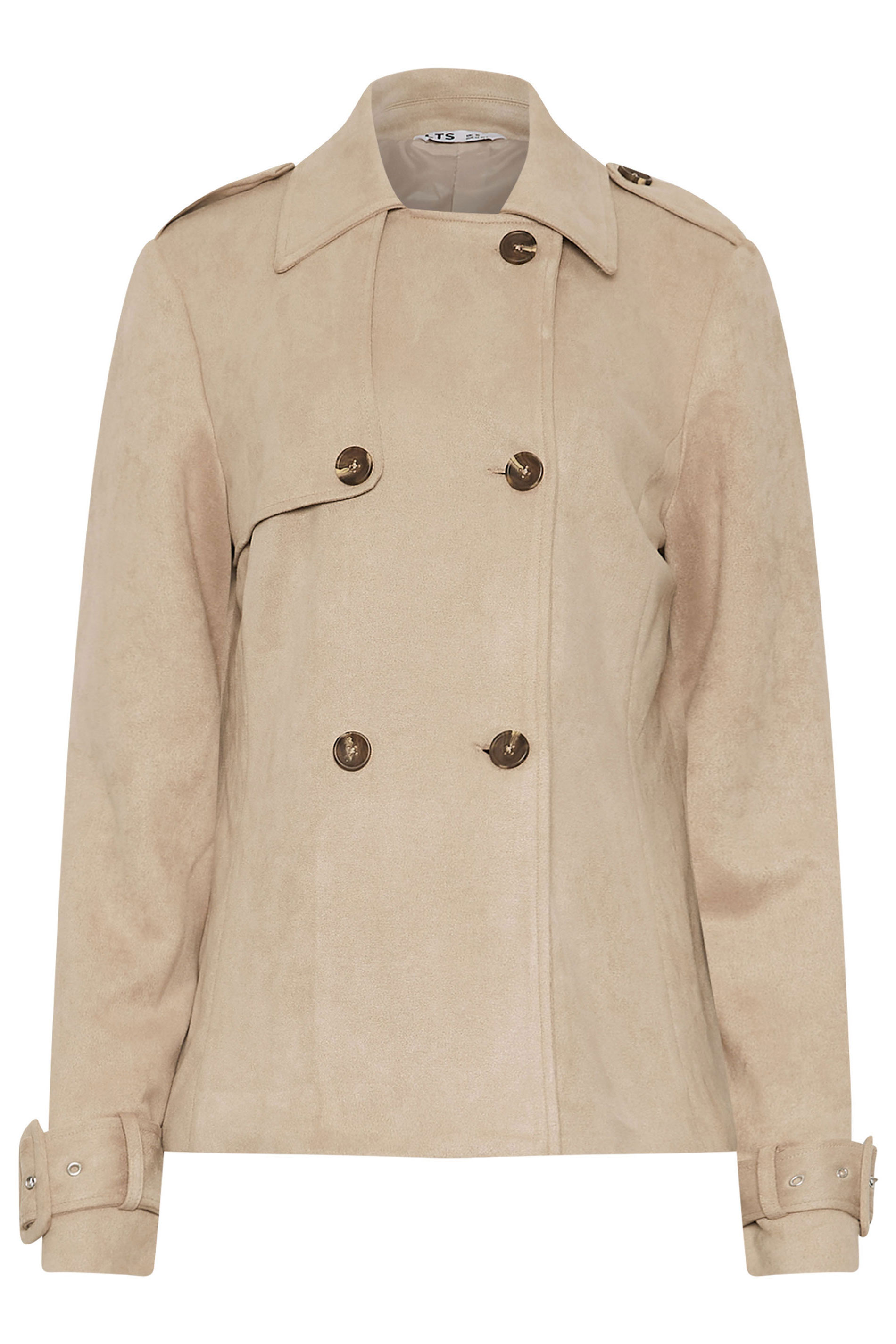 LTS Tall Stone Brown Faux Suede Trench Coat | Long Tall Sally 7