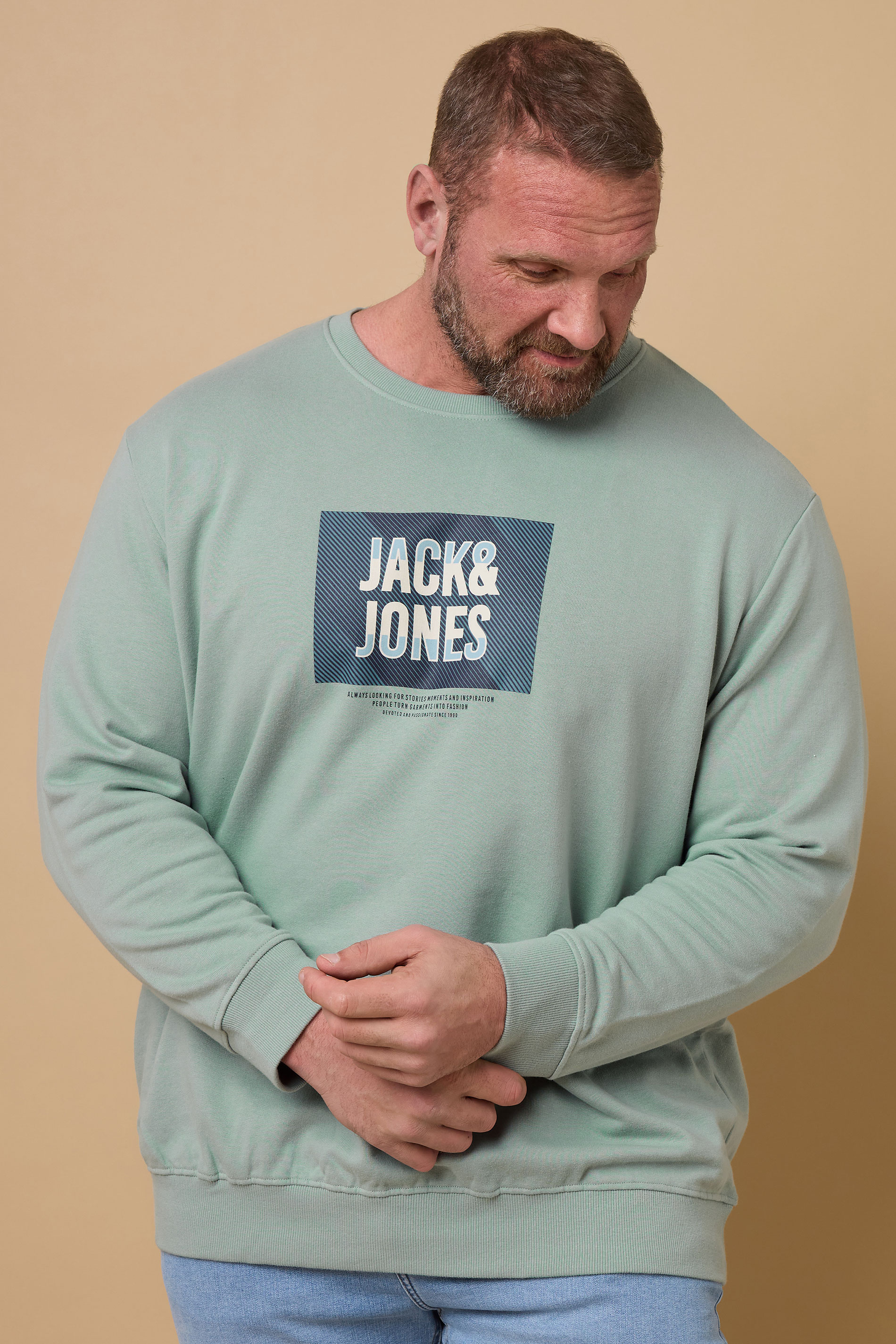 JACK & JONES Big & Tall Light Green Hudson Sweatshirt | BadRhino 1