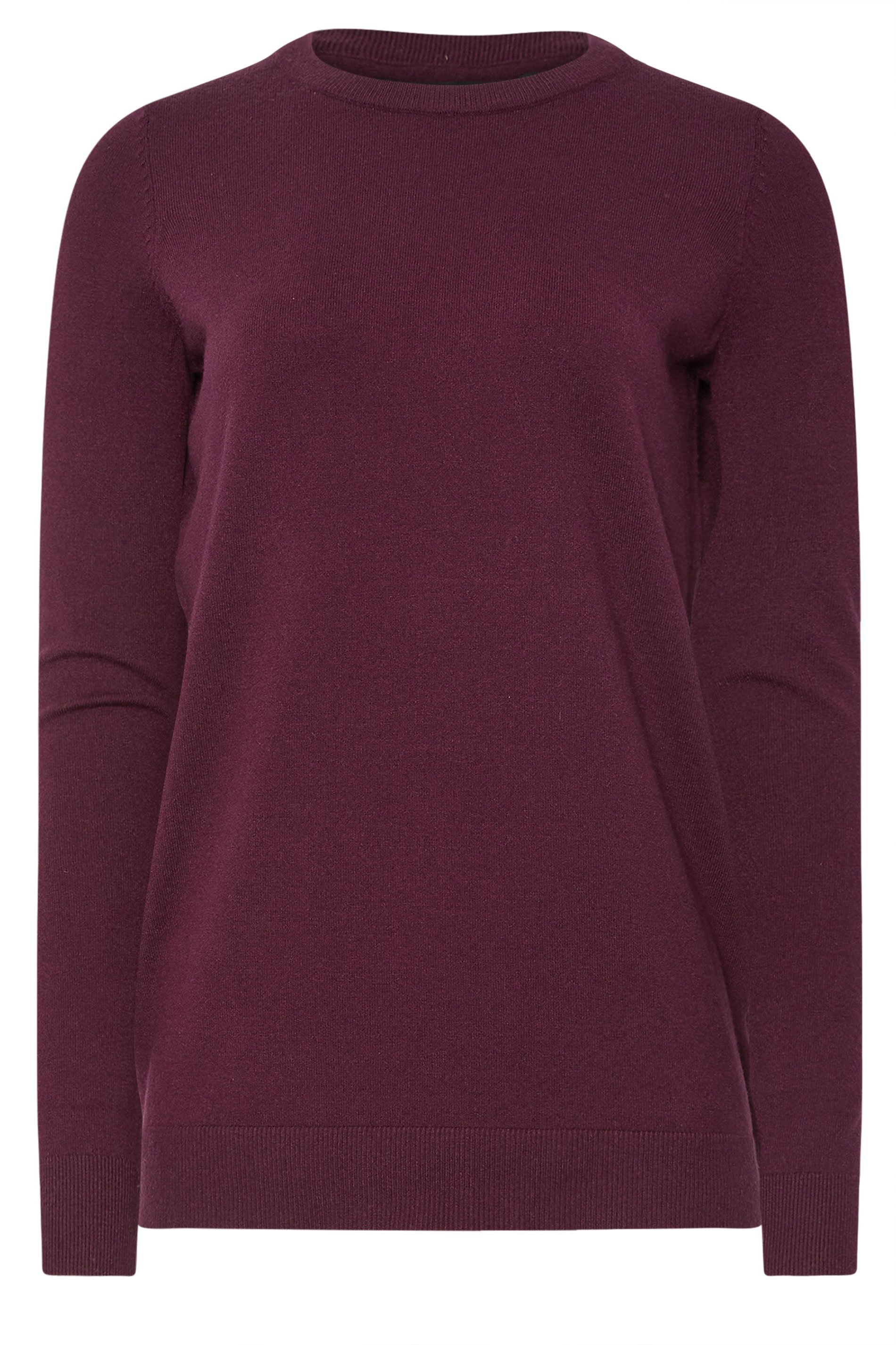 LTS Tall Dark Red Knitted Crew Neck Jumper | Long Tall Sally 5