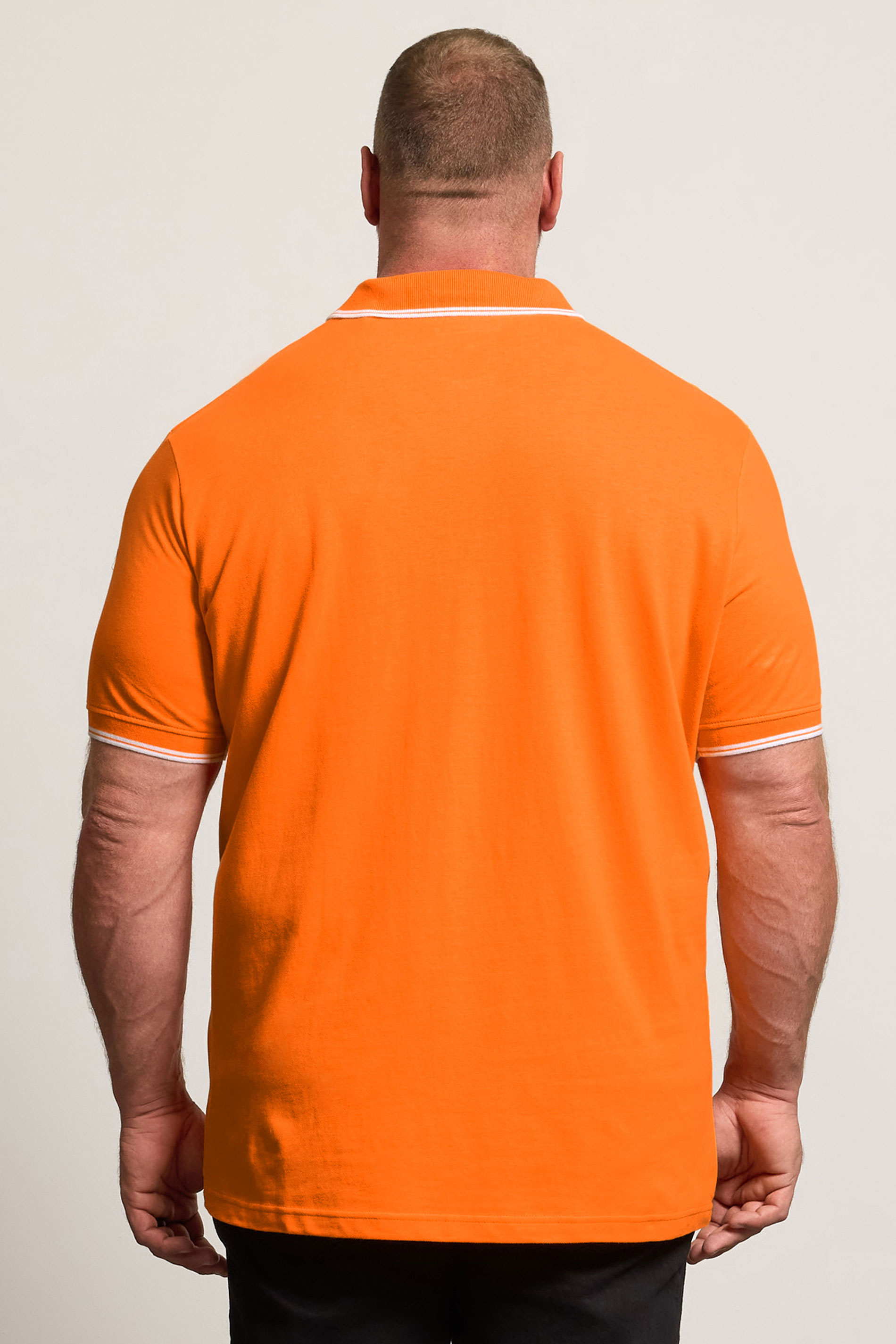 BadRhino Big & Tall Orange & White Tipped Polo Shirt | BadRhino 3