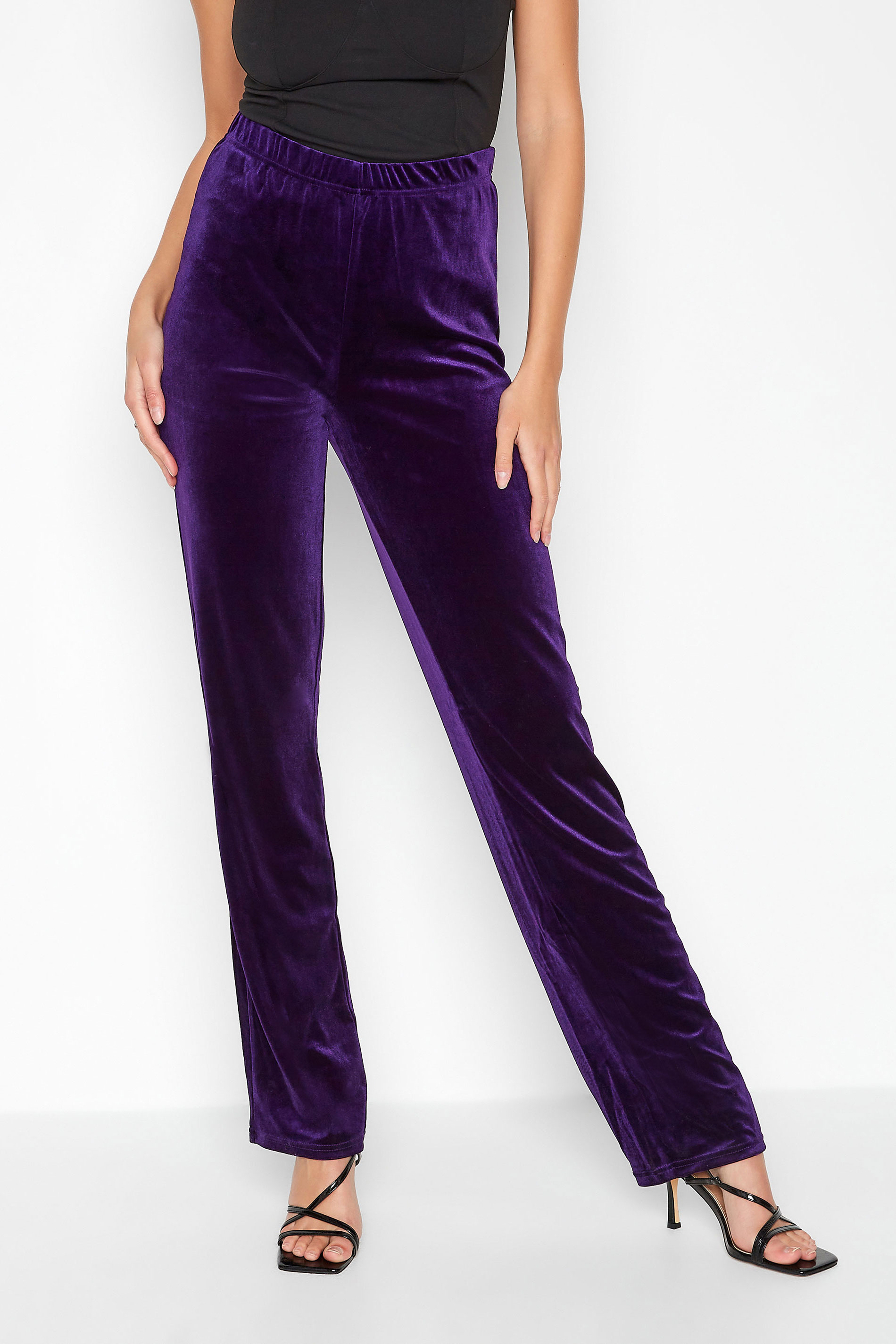ZARA Women's Purple Velvet Trousers Pants High Waisted Split Leg Hem Size  Small | eBay