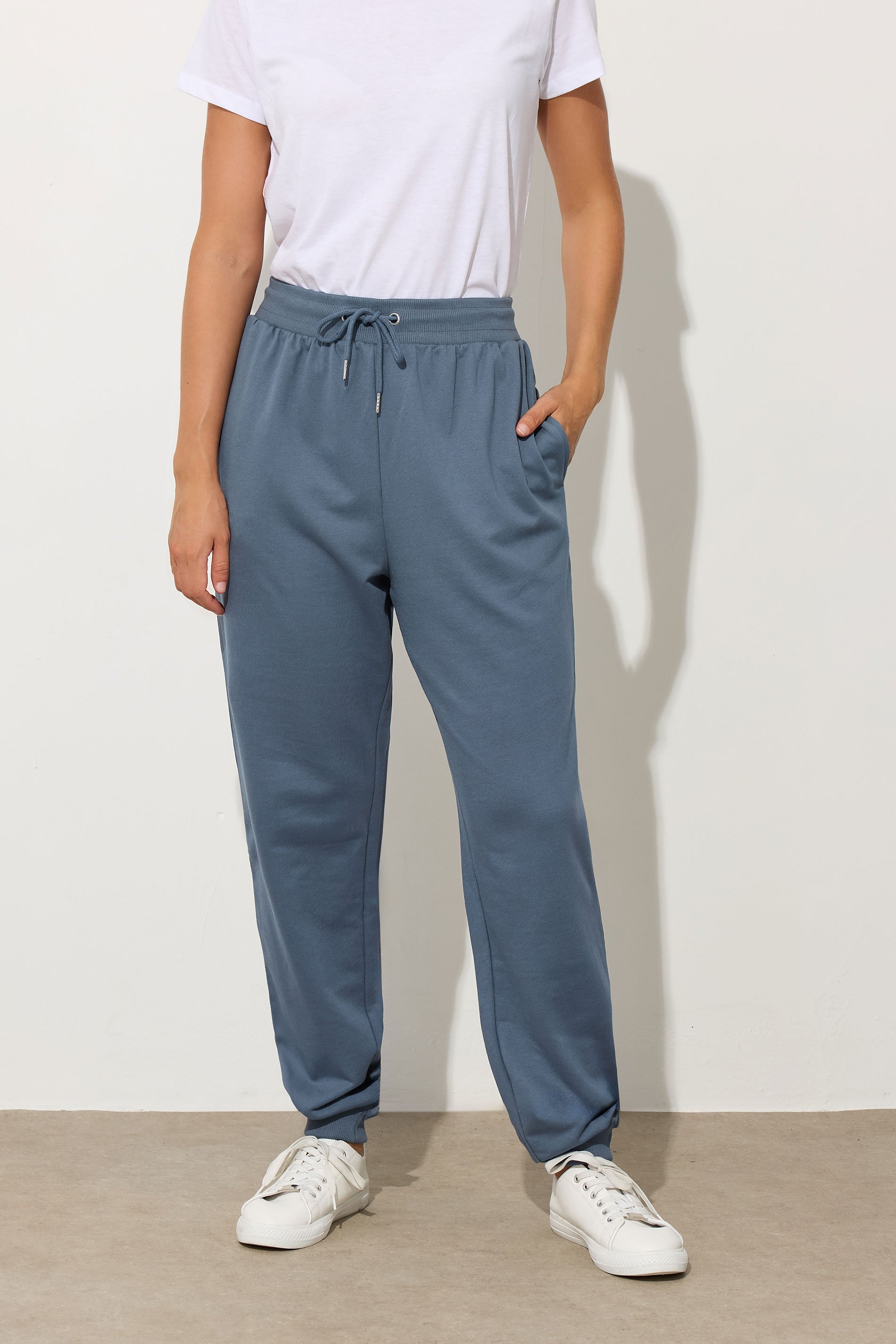 LTS Tall Denim Blue Cuffed Joggers | Long Tall Sally 3