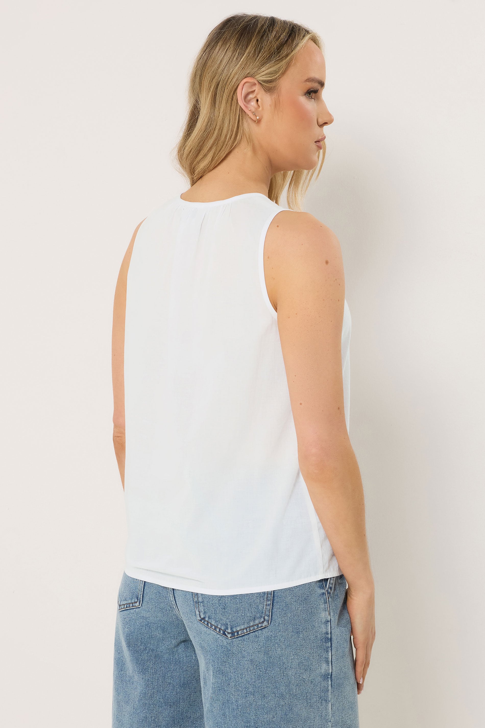 LTS Tall Women's White Floral Embroidered Vest Top | Long Tall Sally 4