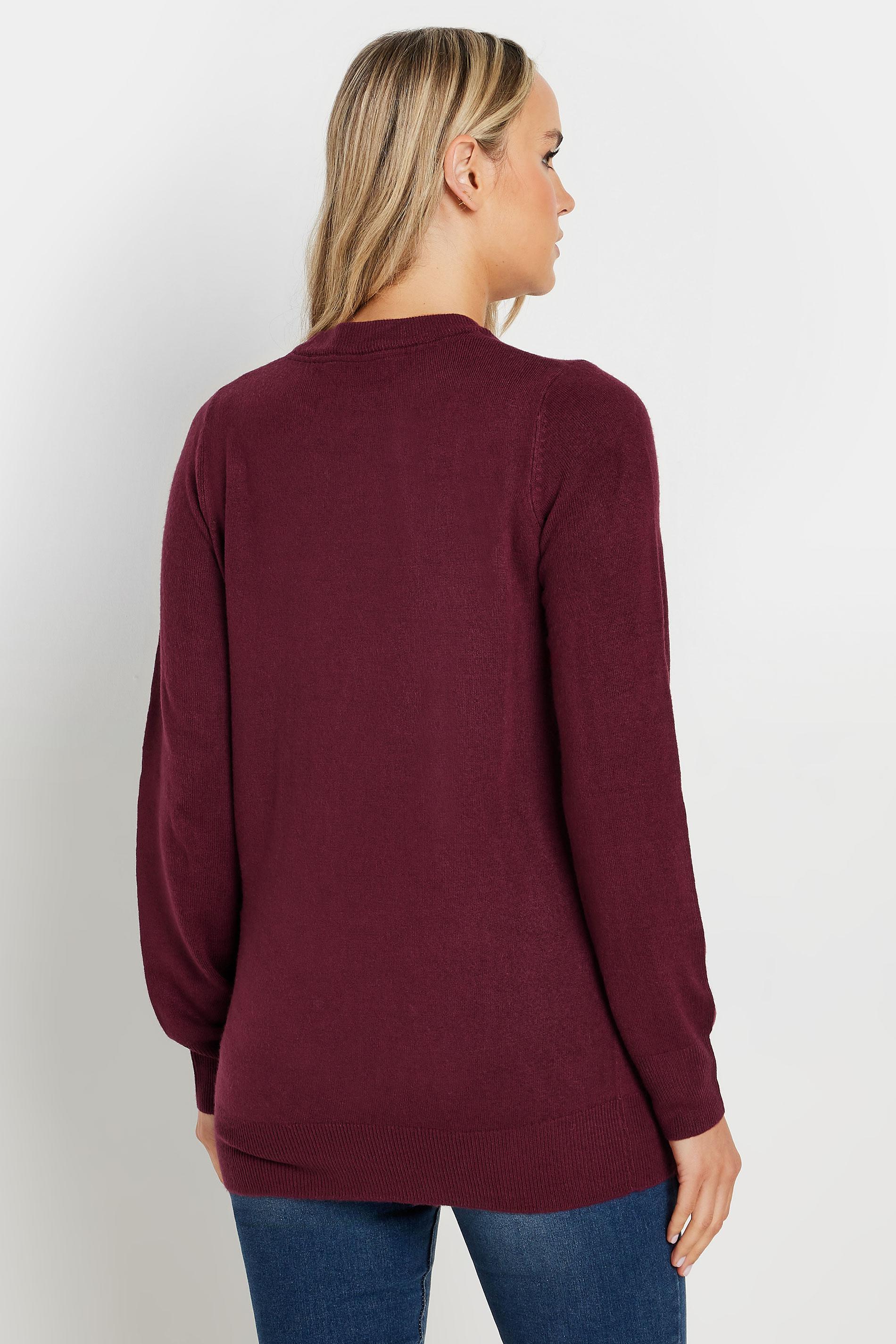LTS Tall Burgundy Red Crew Neck Long Sleeve Jumper | Long Tall Sally 4