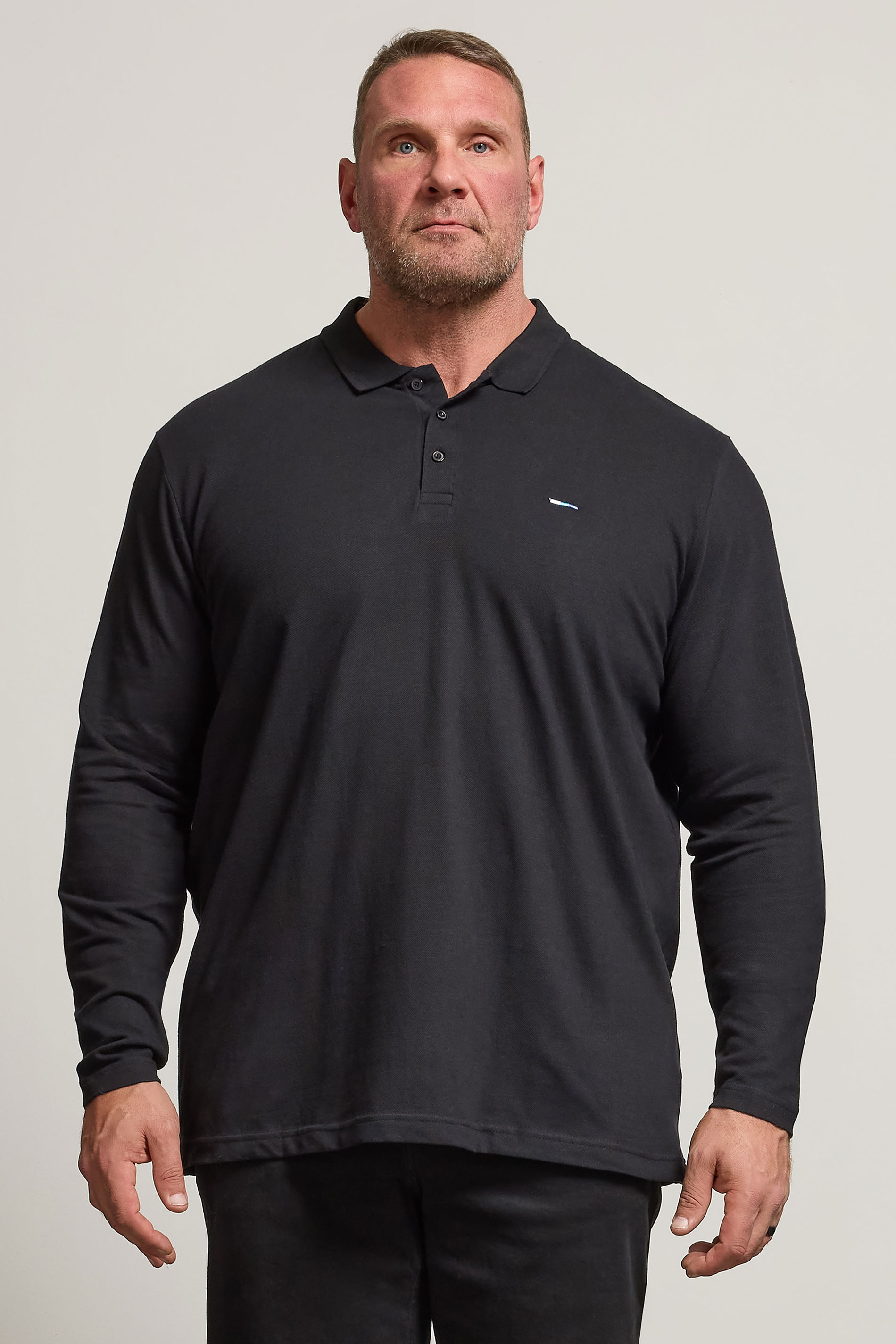 BadRhino Black Essential Long Sleeve Polo Shirt | BadRhino 1