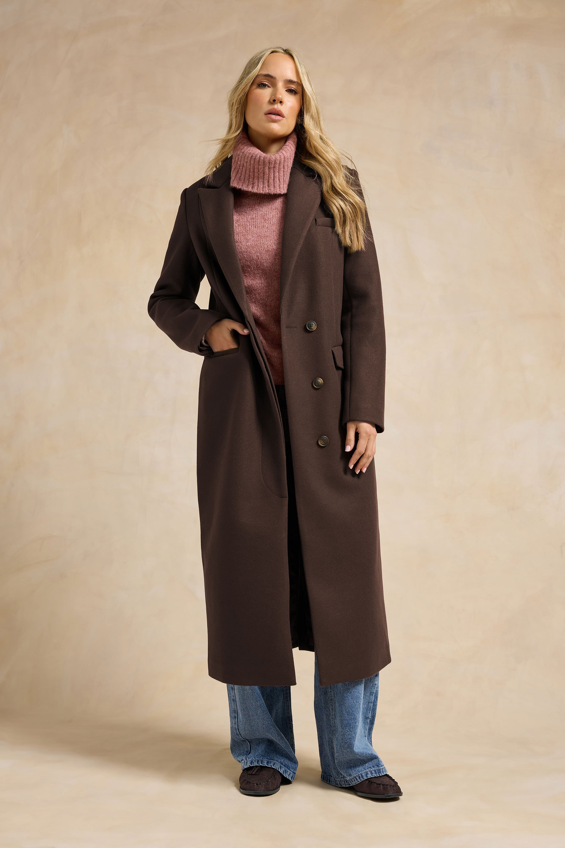 LTS Tall Chocolate Brown Longline Maxi Coat | Long Tall Sally 4