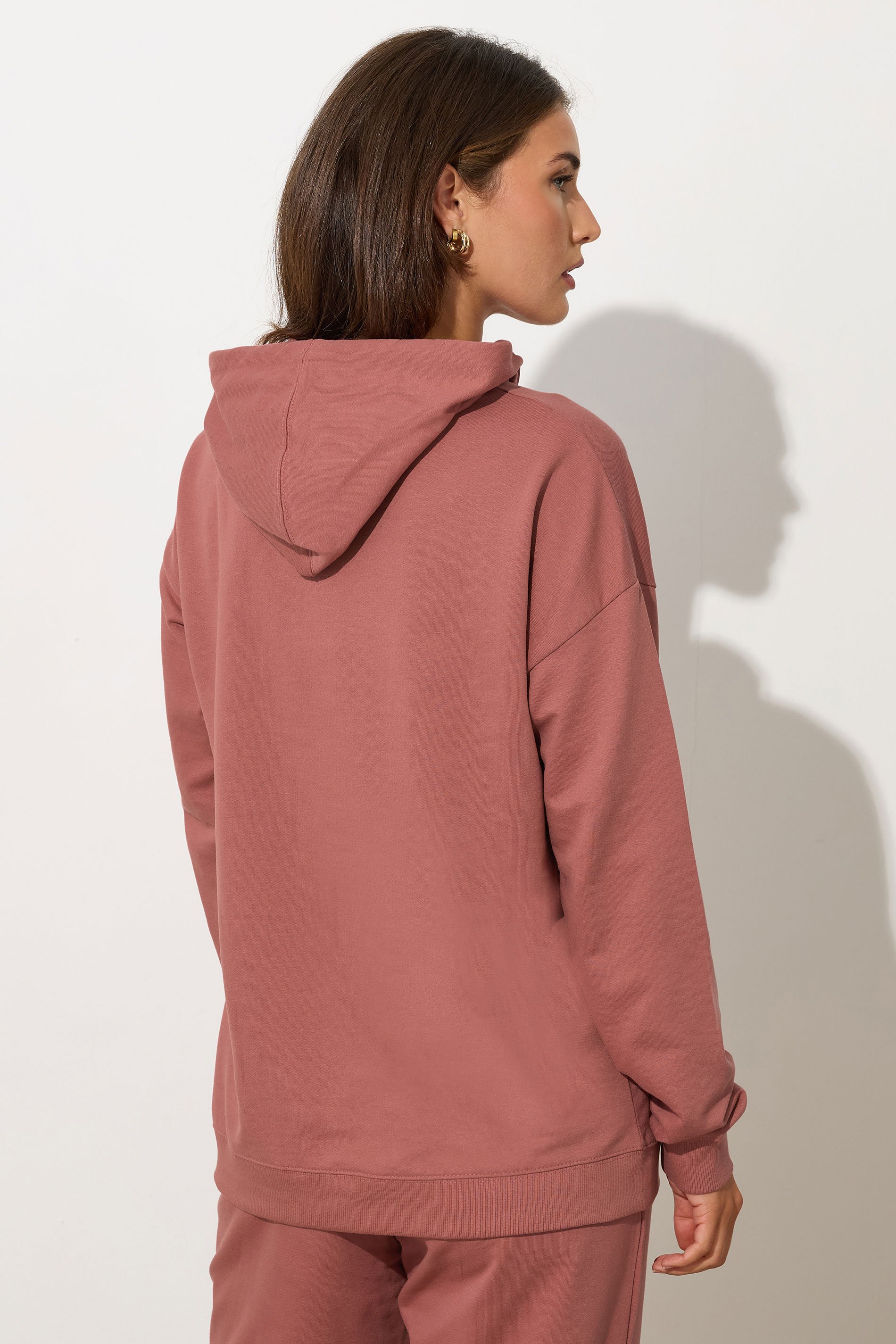 LTS Tall Coral Pink Jersey Drawcord Hoodie | Long Tall Sally 4