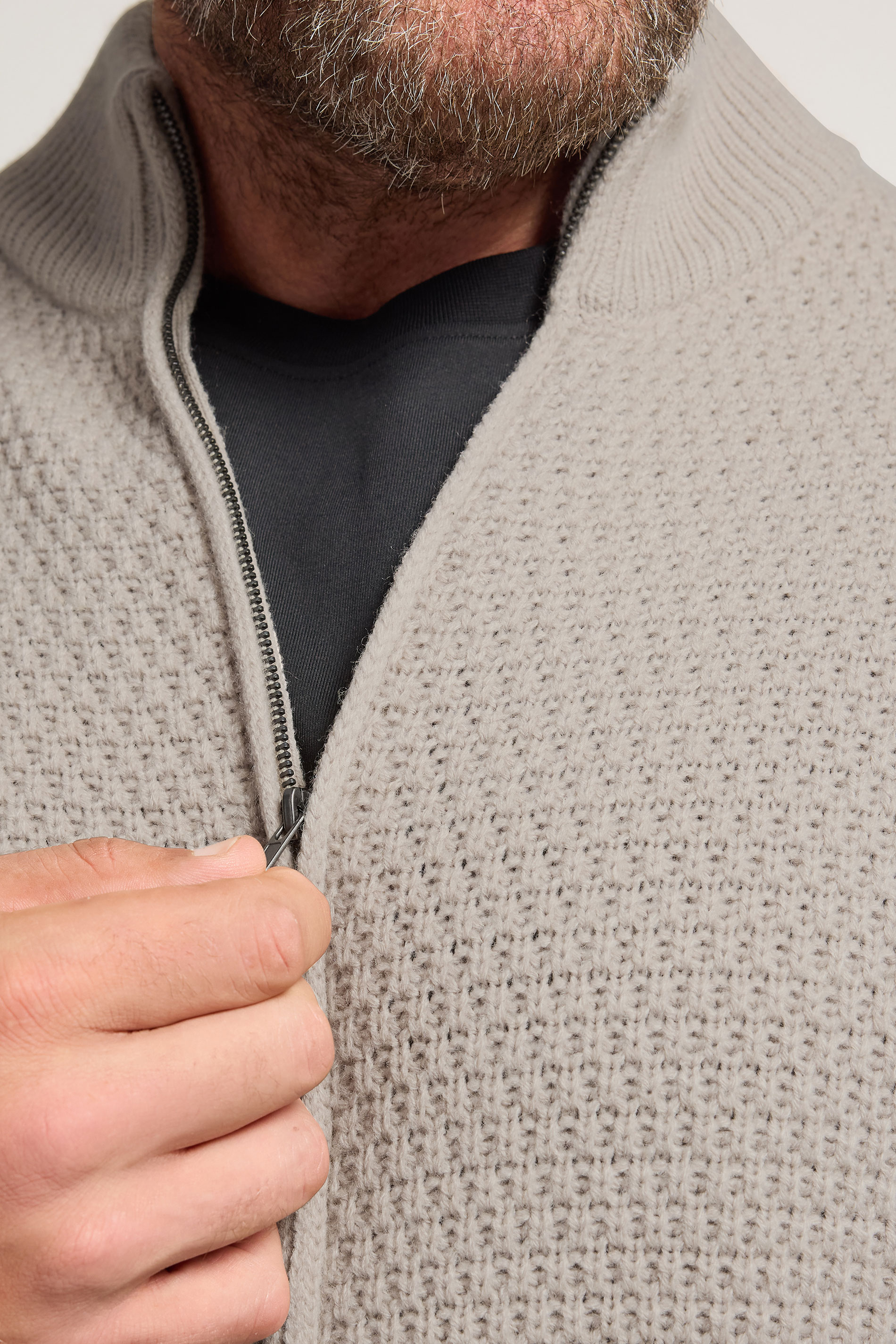 BadRhino Big & Tall Natural Brown Wool Zip Through Jumper | BadRhino 4