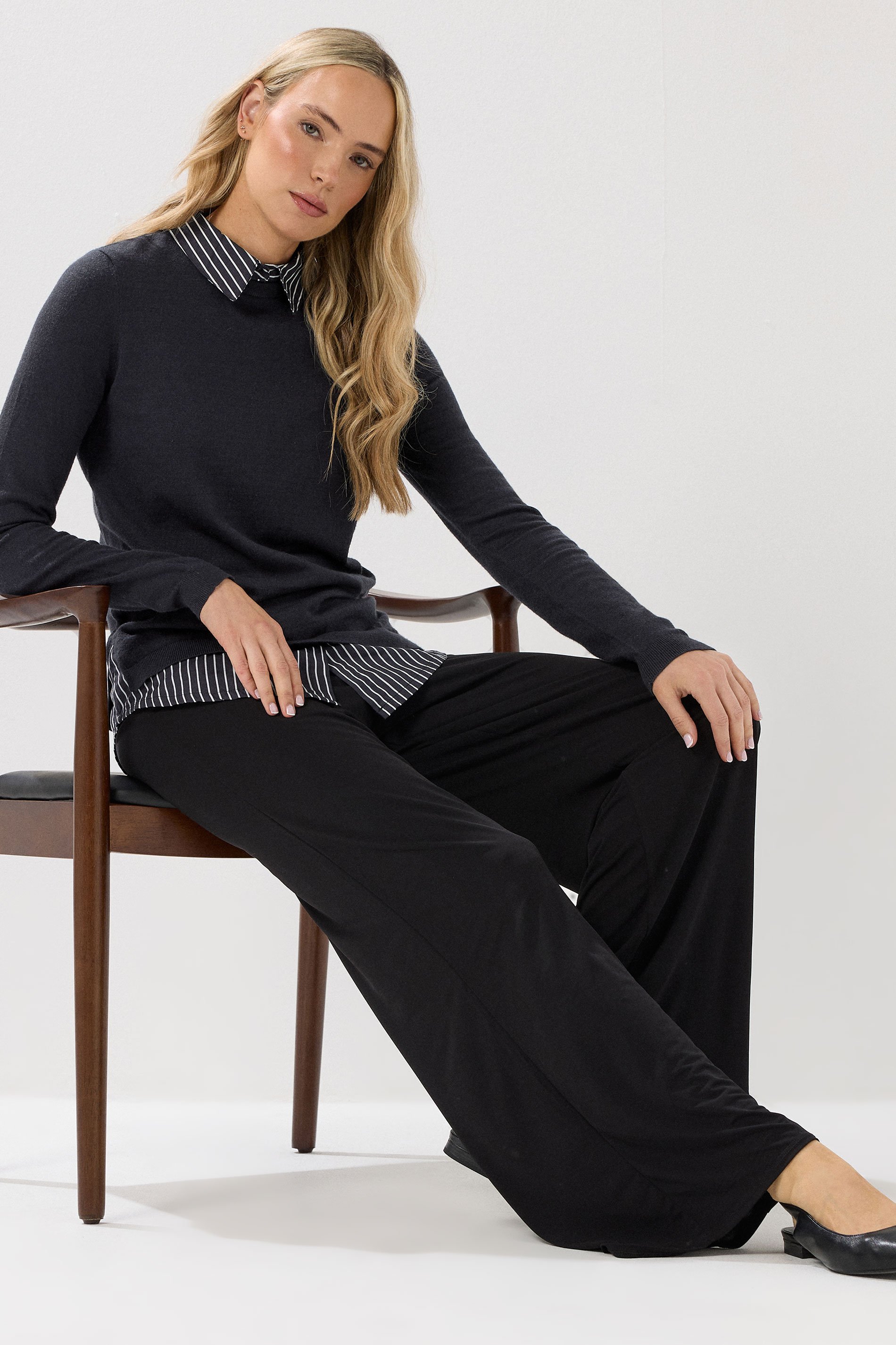 LTS Tall Navy Blue 2 In 1 Jumper Shirt | Long Tall Sally 3