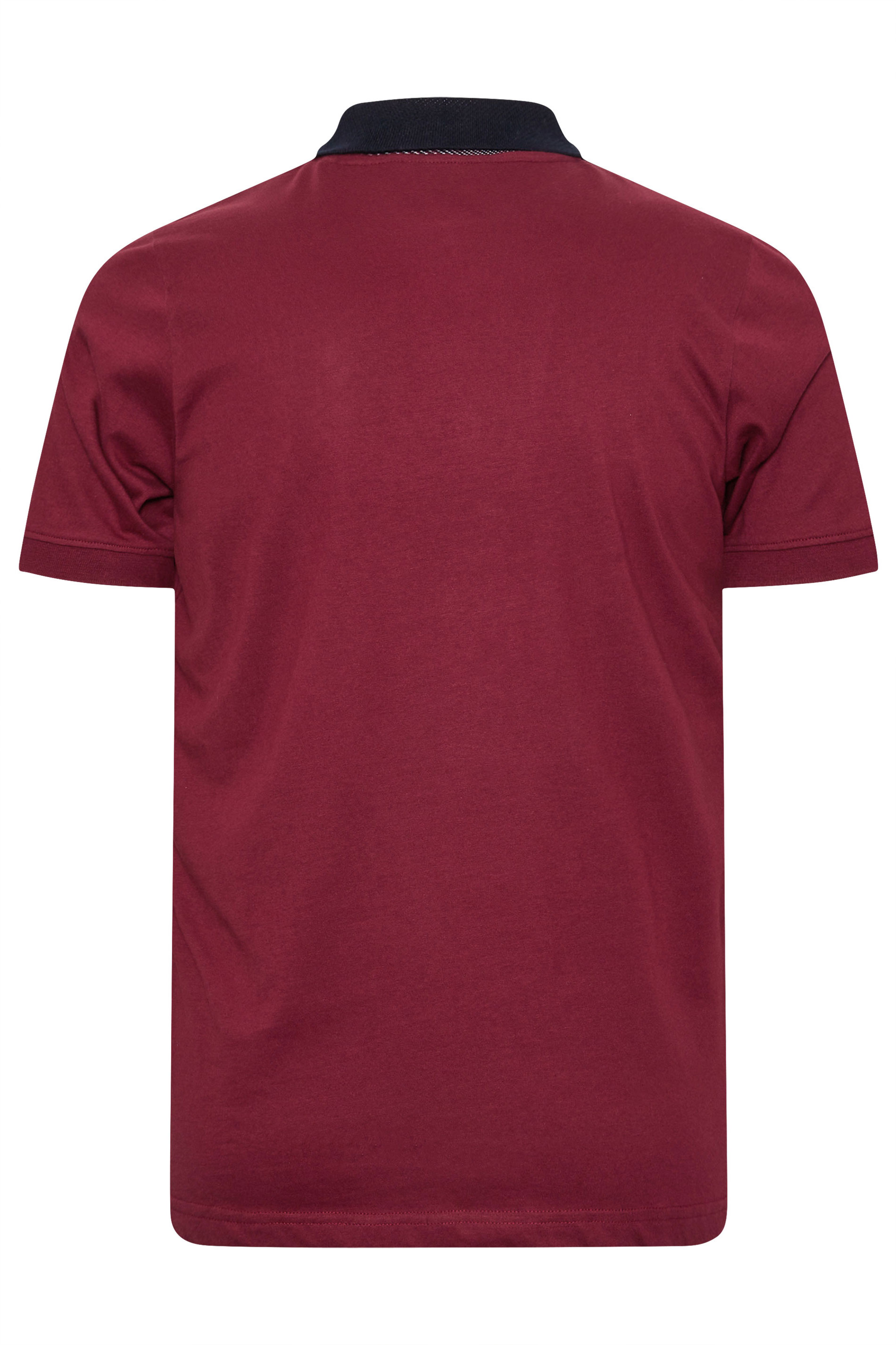 BadRhino Big & Tall Burgundy Red Stripe Detail Jacquard Collar Polo Shirt | BadRhino 5