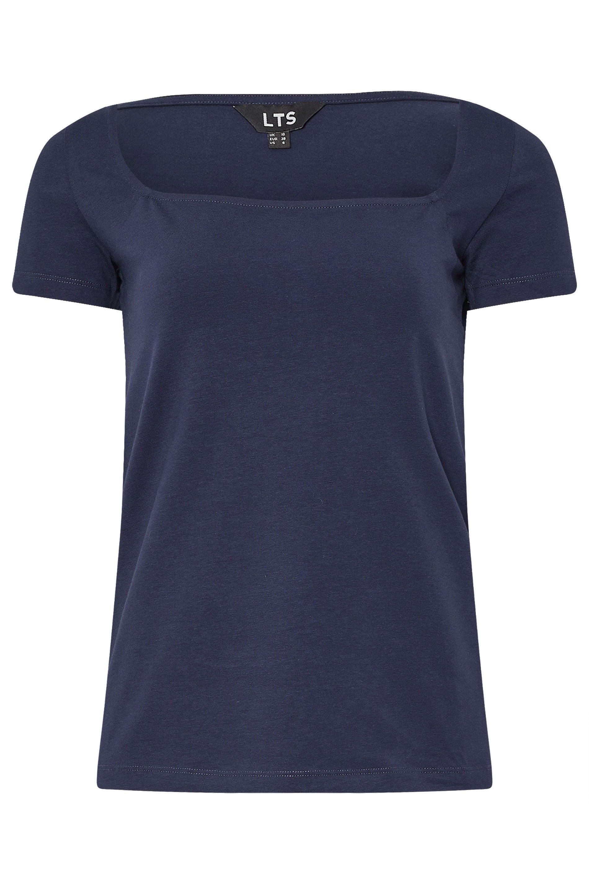 LTS Tall 2 PACK Navy Blue & White Fitted Square Neck Tops | Long Tall Sally 8