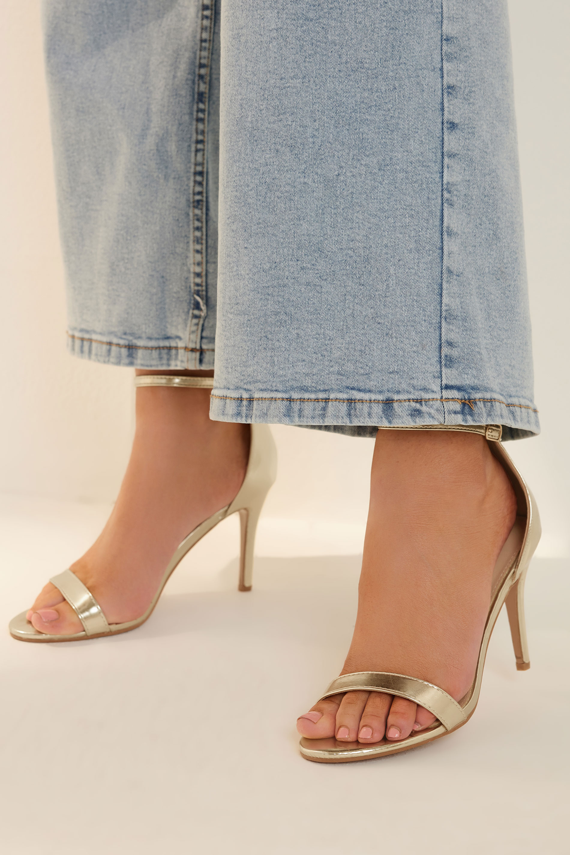 Gold Ankle Strap Heels In Wide E Fit | Yours Clothing 1
