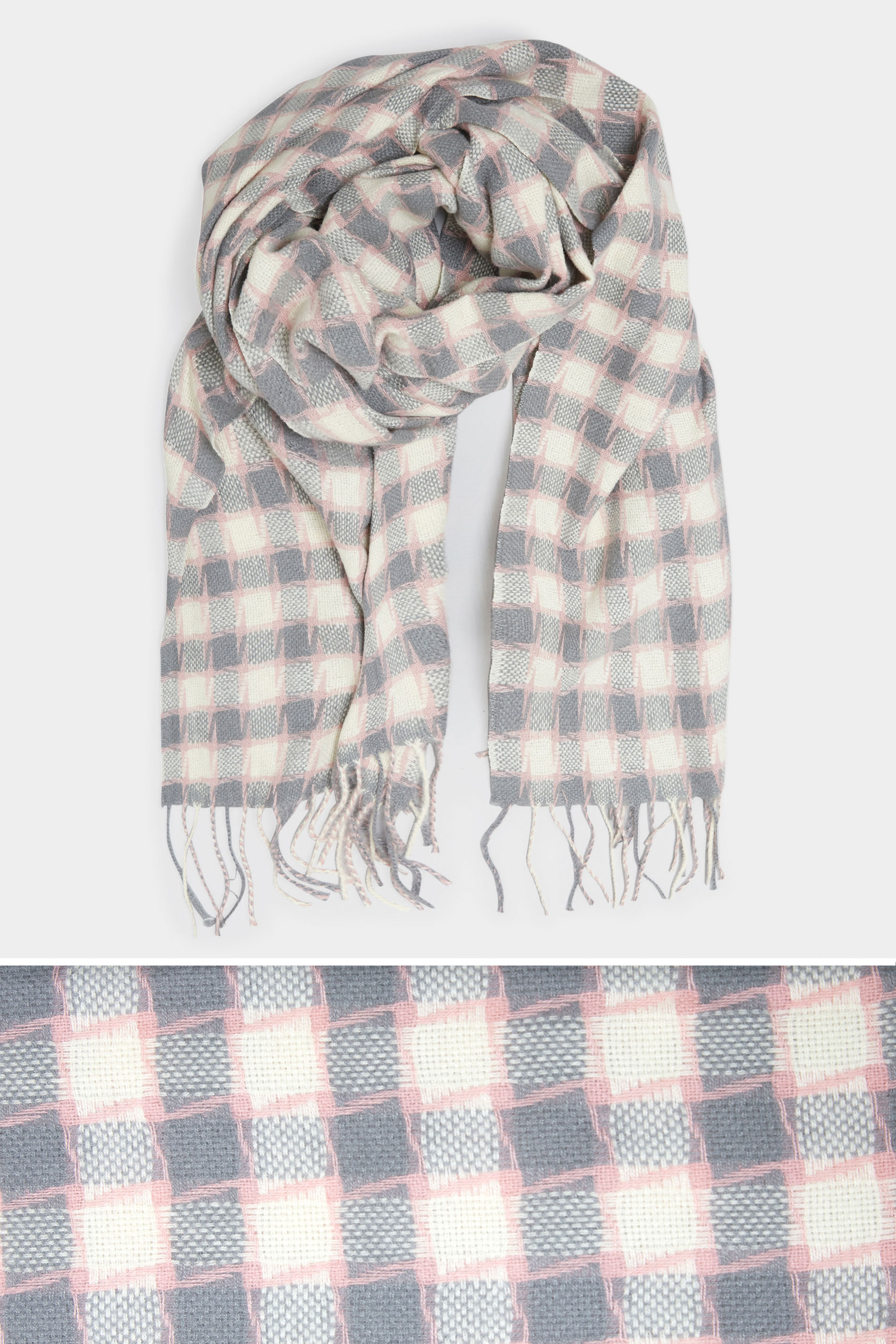 Neutral Check Tassel Scarf | Yours Clothing 3